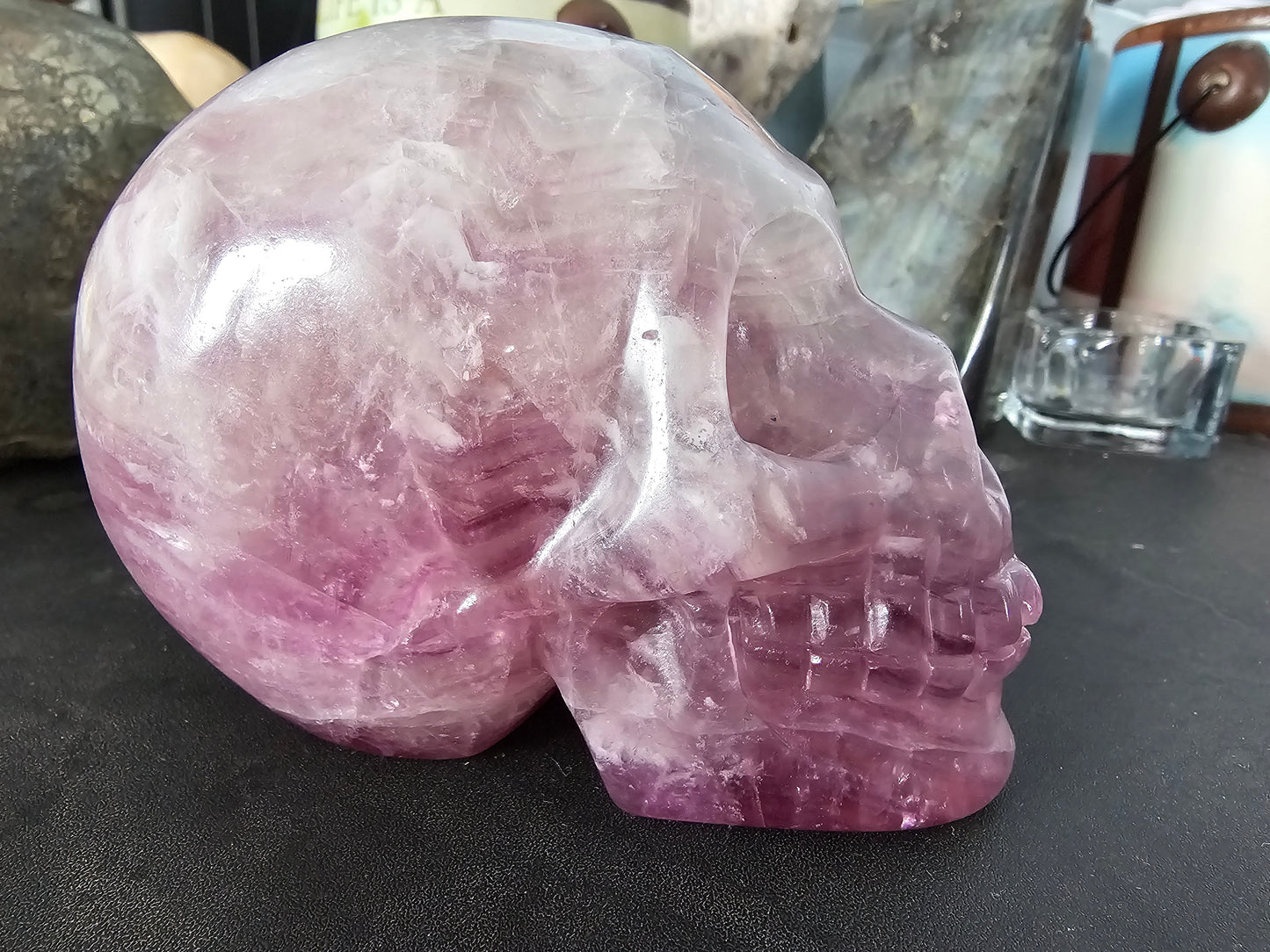 4.8" Rainbow Fluorite Skull w/ Rainbows