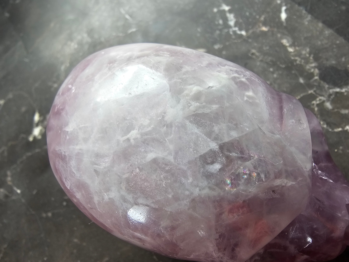 4.8" Rainbow Fluorite Skull w/ Rainbows