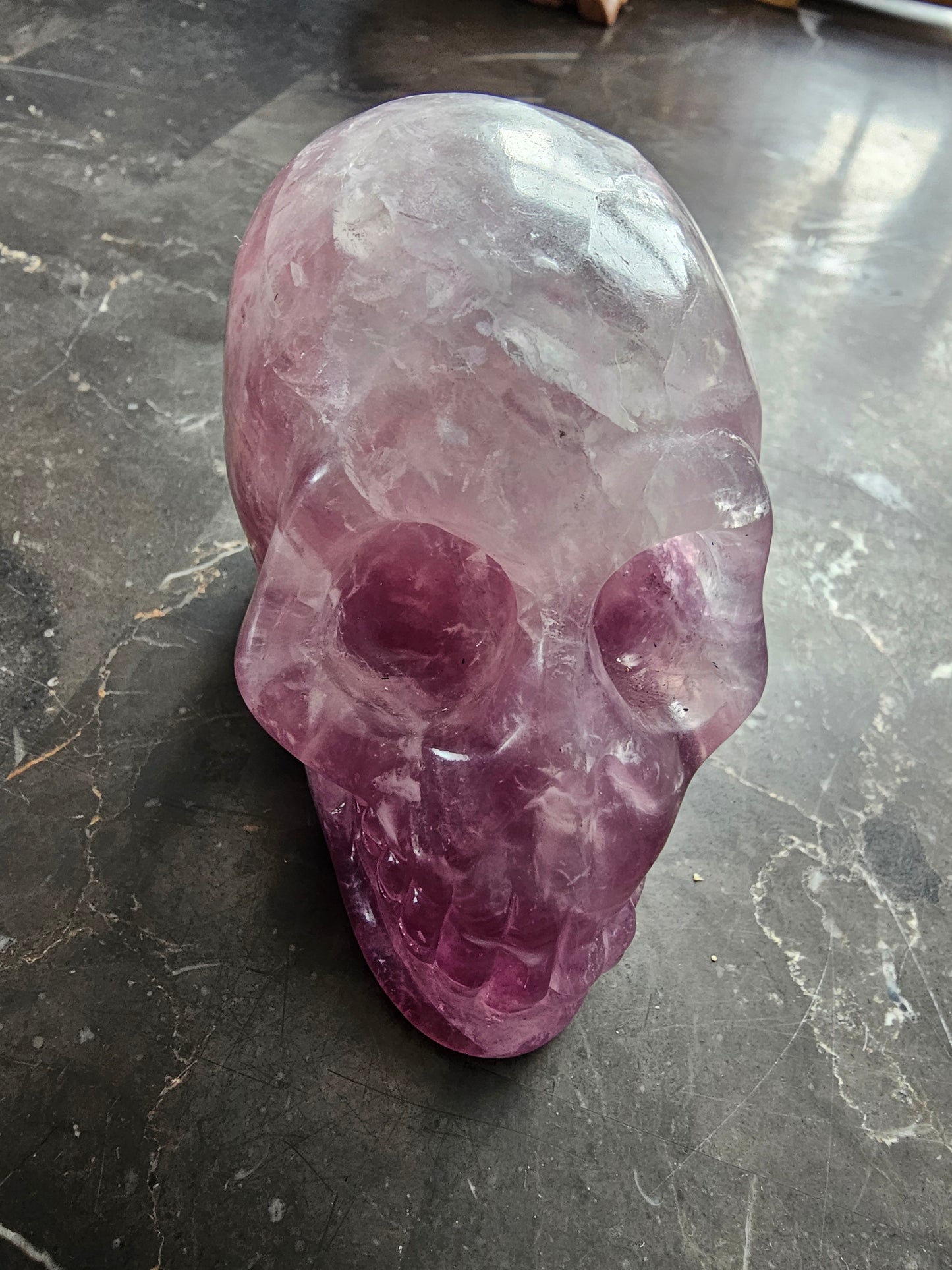 4.8" Rainbow Fluorite Skull w/ Rainbows