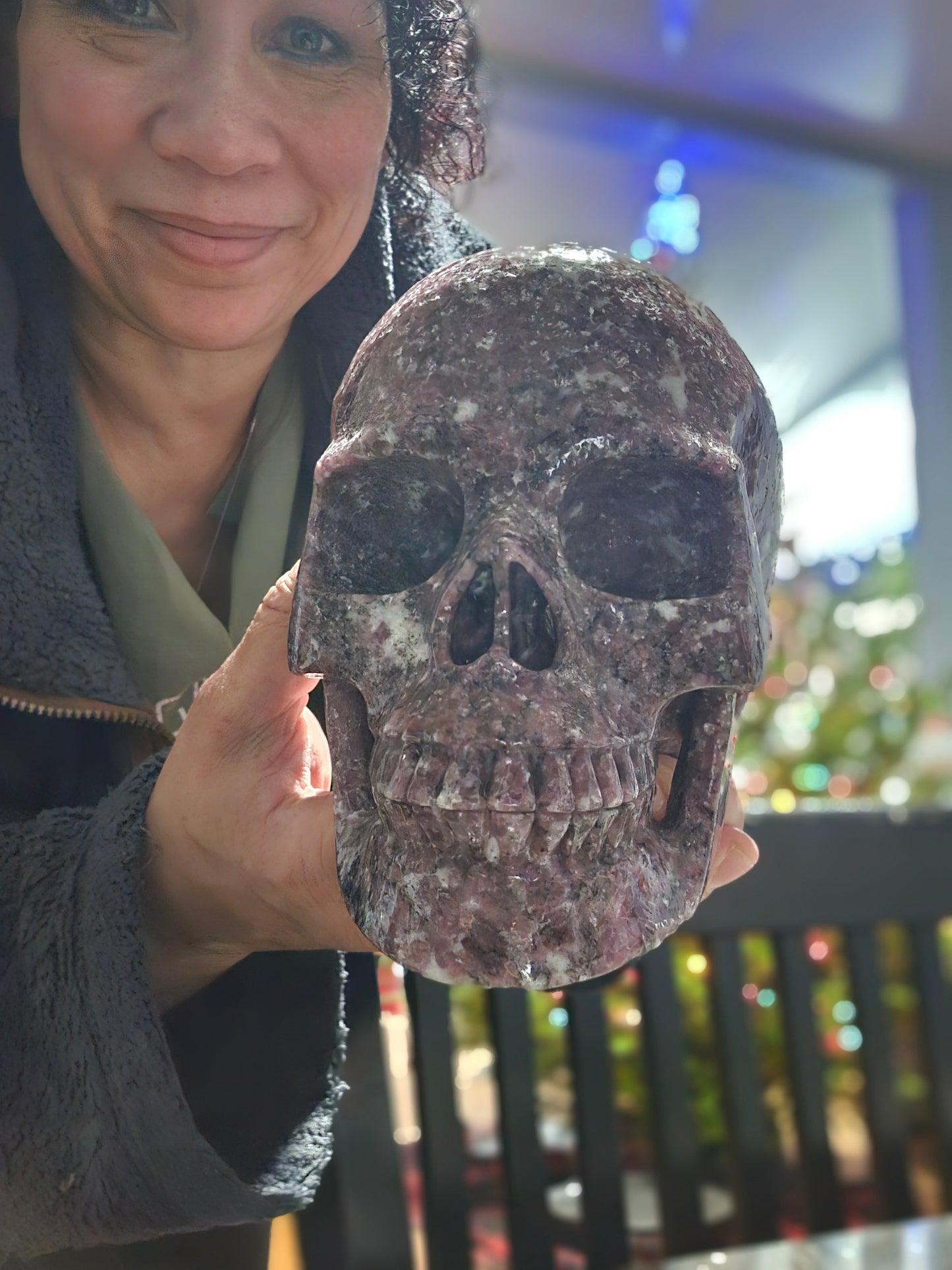 7" Lepidolite Skull