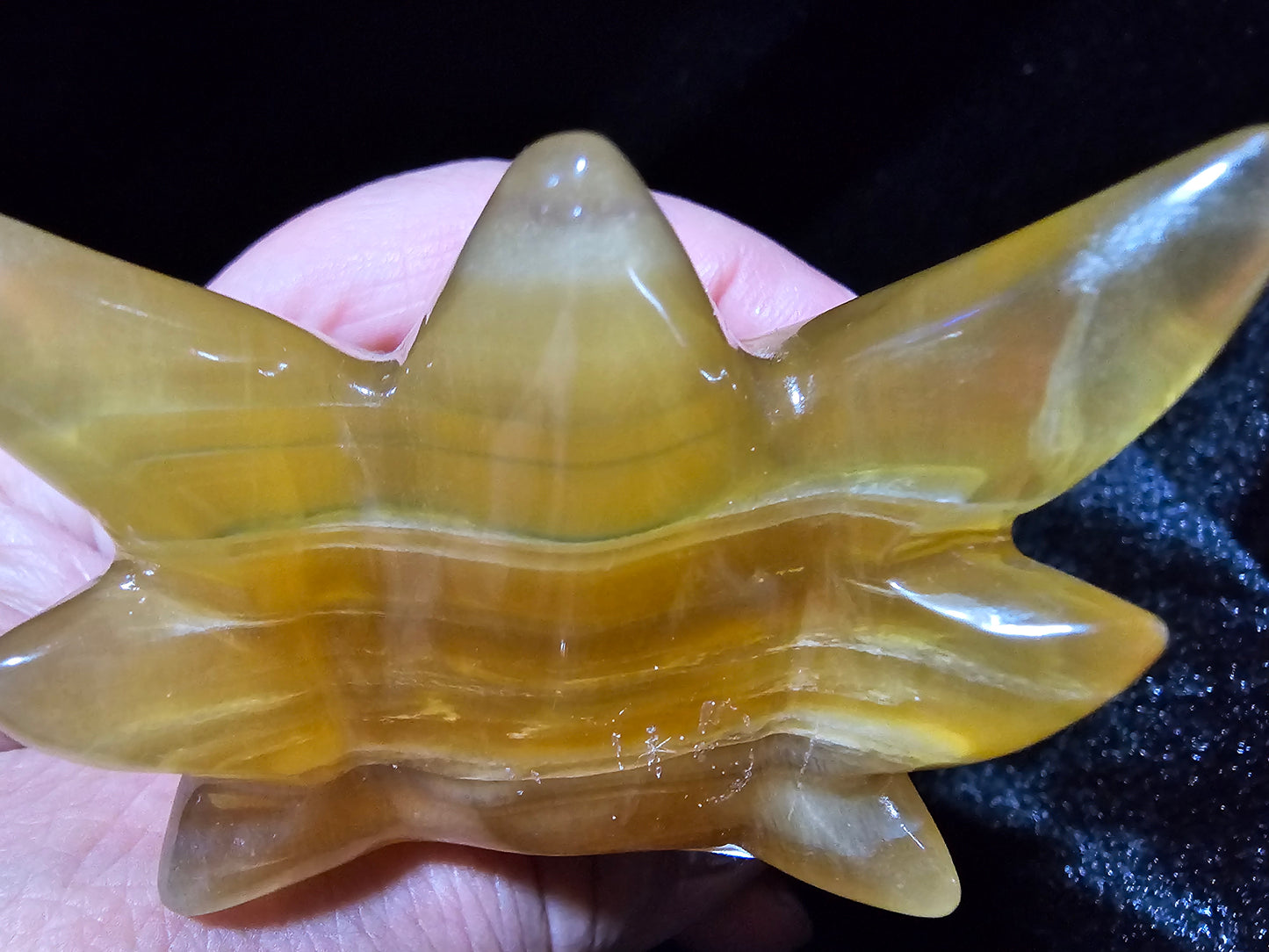 "Radiance" Leandro de Souza Golden Fluorite Dragon Skull w/ Rainbows