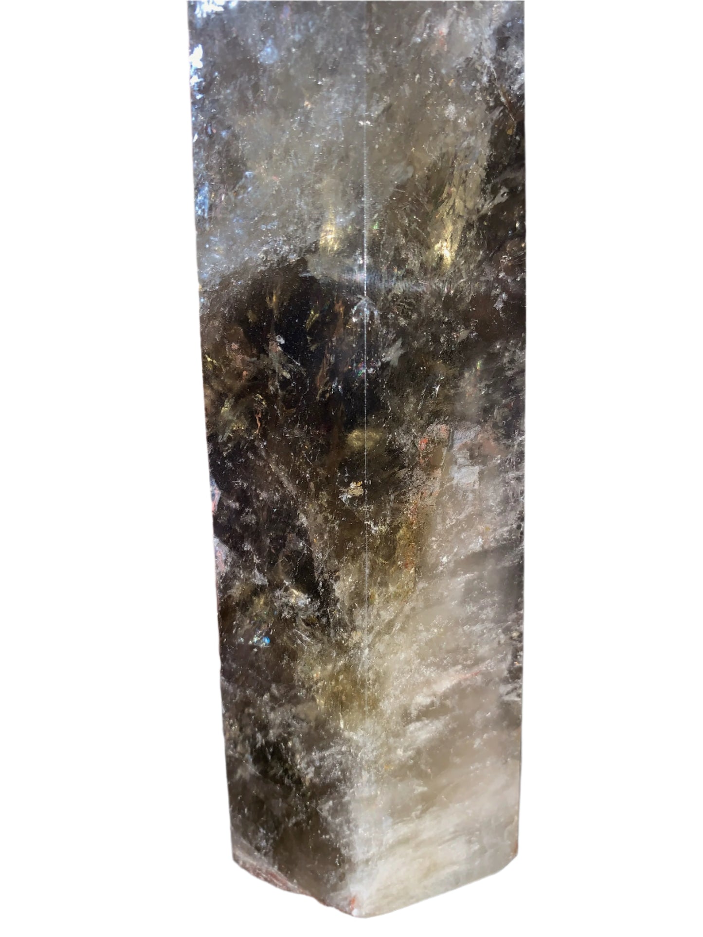 7.5" Smoky Quartz Hematoid Obelisk w/ Rainbows Everywhere