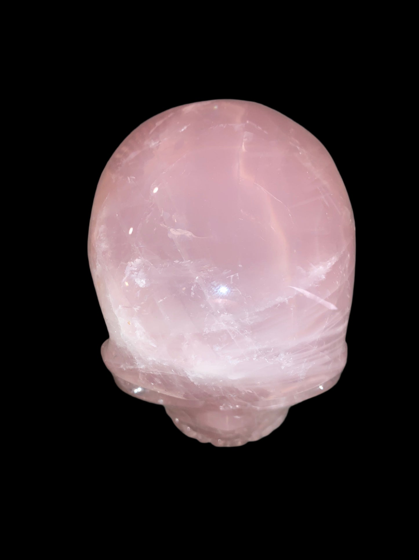 5.3" Self Healed Rose Quartz Skull w/ Rainbows