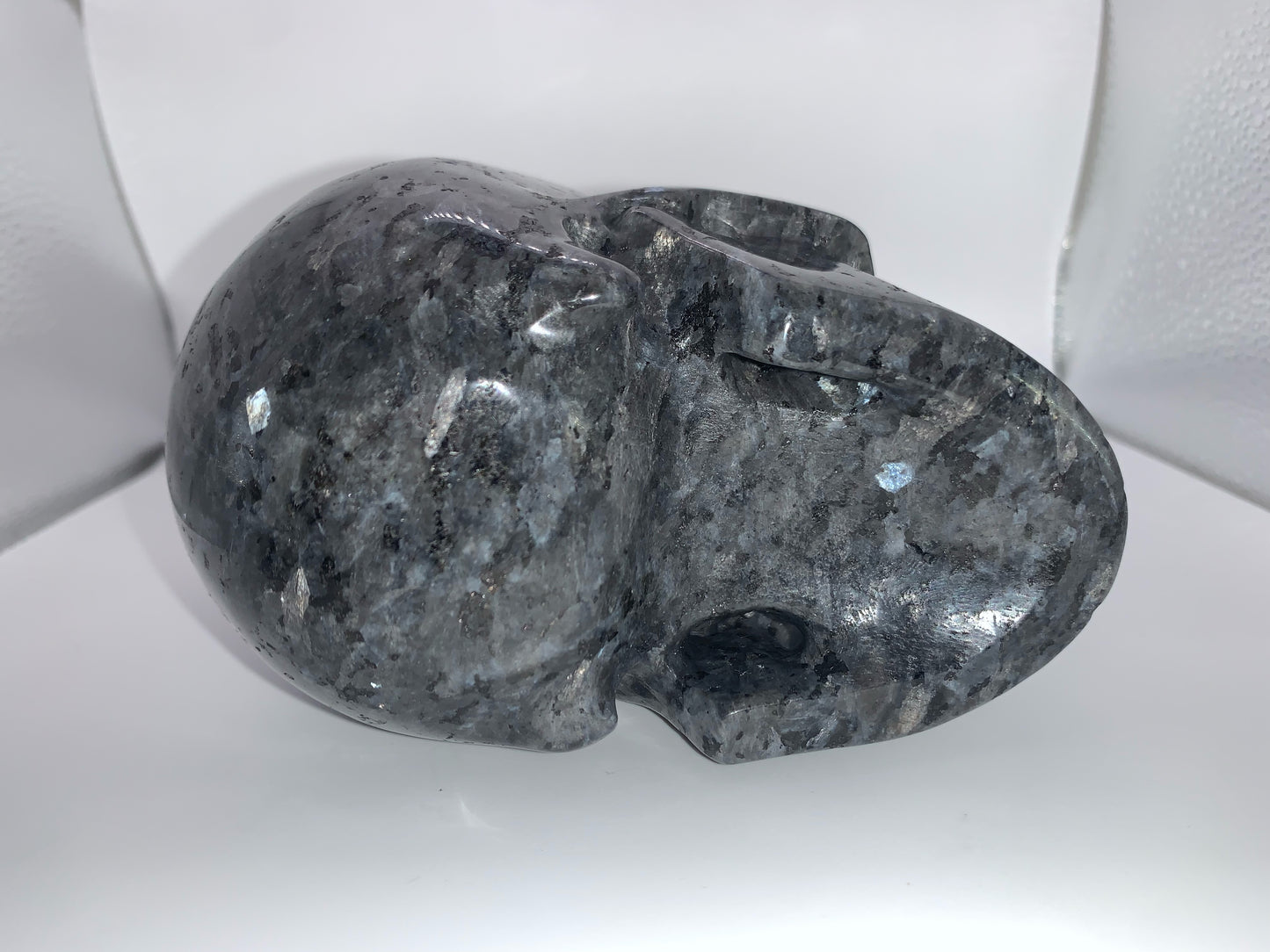5.3" Larvikite Skull w/ Rainbows