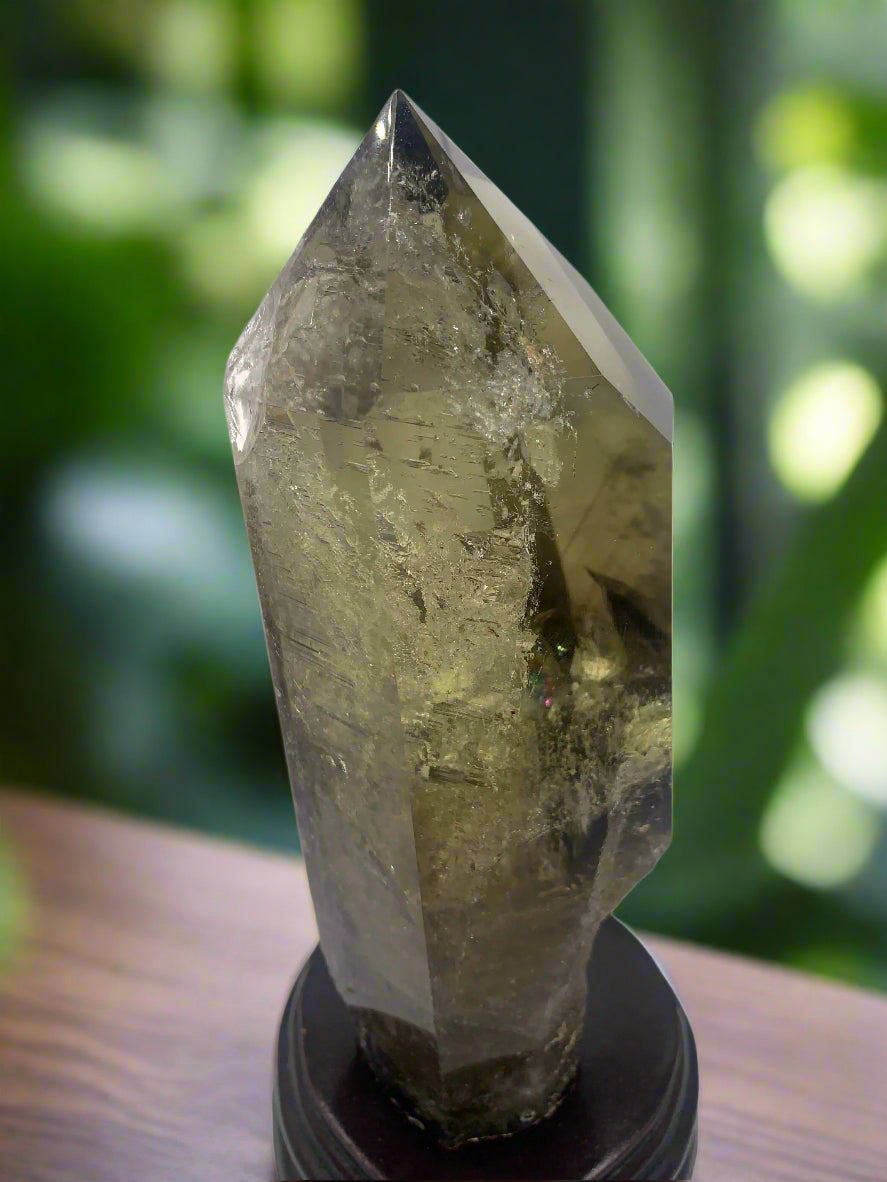 8.125" Smoky Citrine Time Keeper Generator Obelisk w/ LOTS OF RAINBOWS