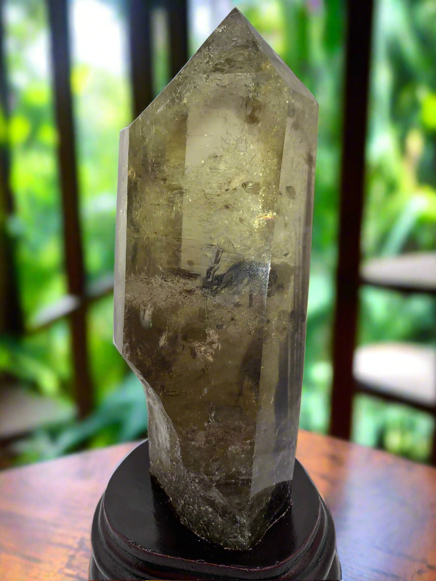 8.125" Smoky Citrine Time Keeper Generator Obelisk w/ LOTS OF RAINBOWS
