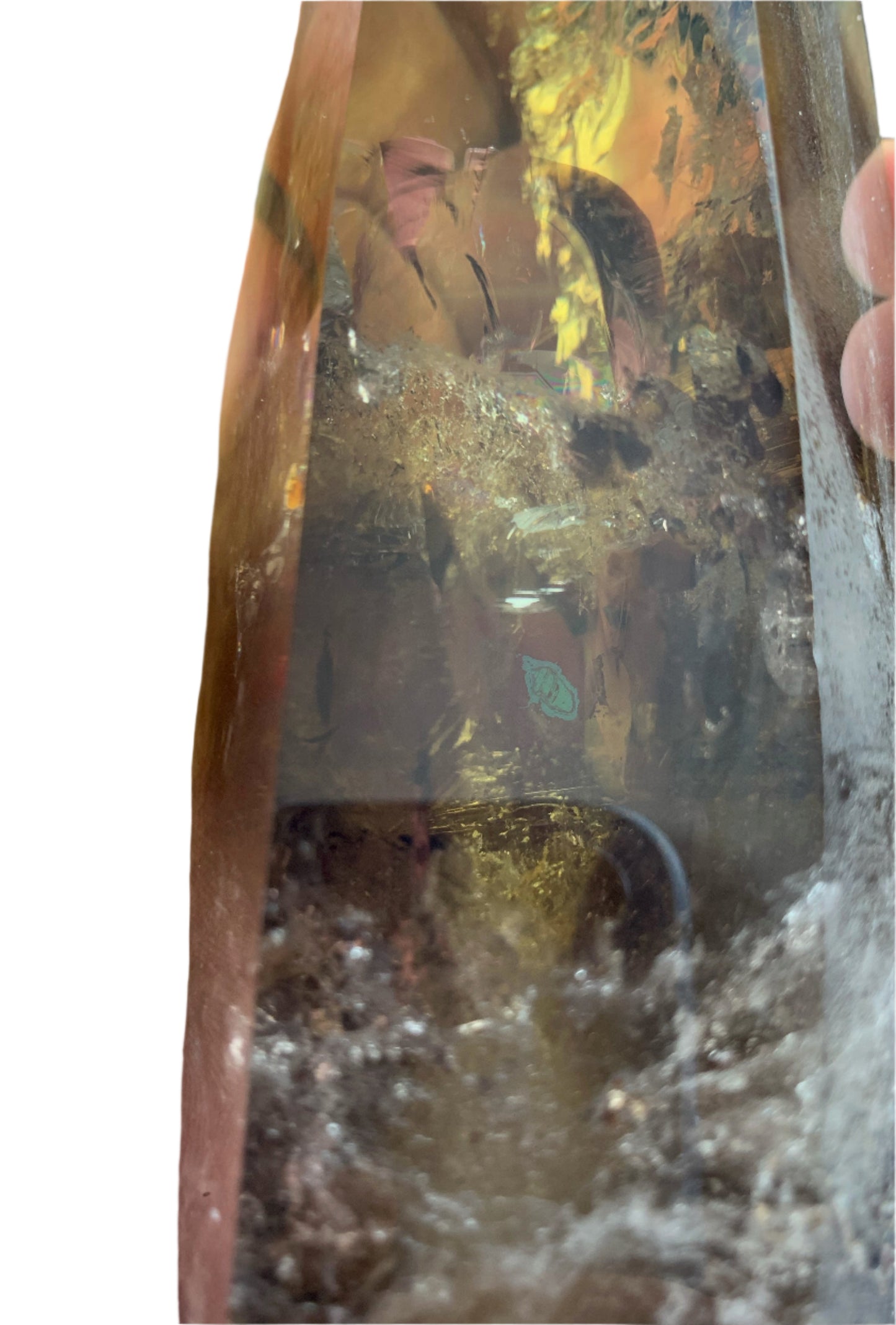 8.125" Smoky Citrine Time Keeper Generator Obelisk w/ LOTS OF RAINBOWS