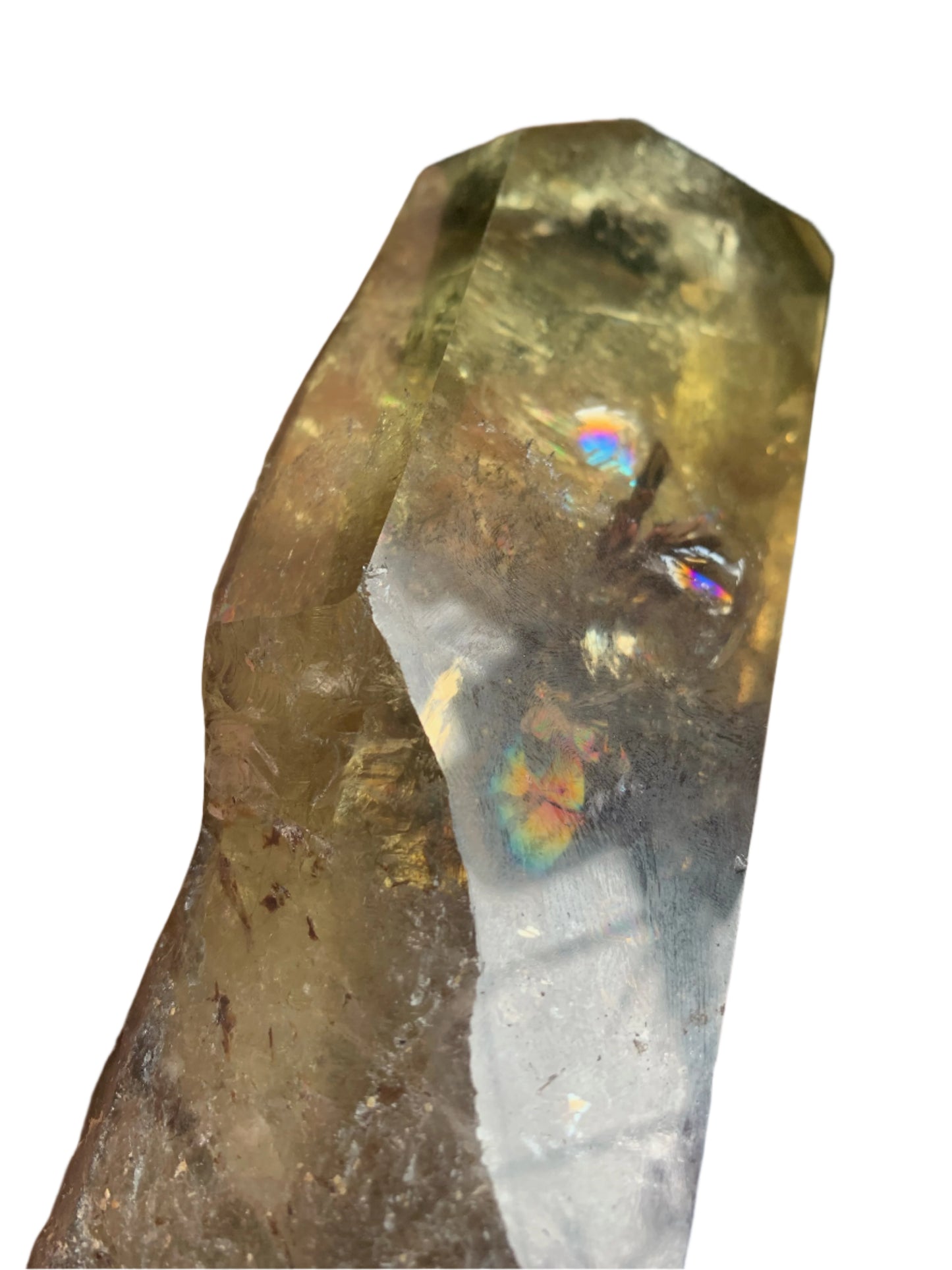 8.125" Smoky Citrine Time Keeper Generator Obelisk w/ LOTS OF RAINBOWS