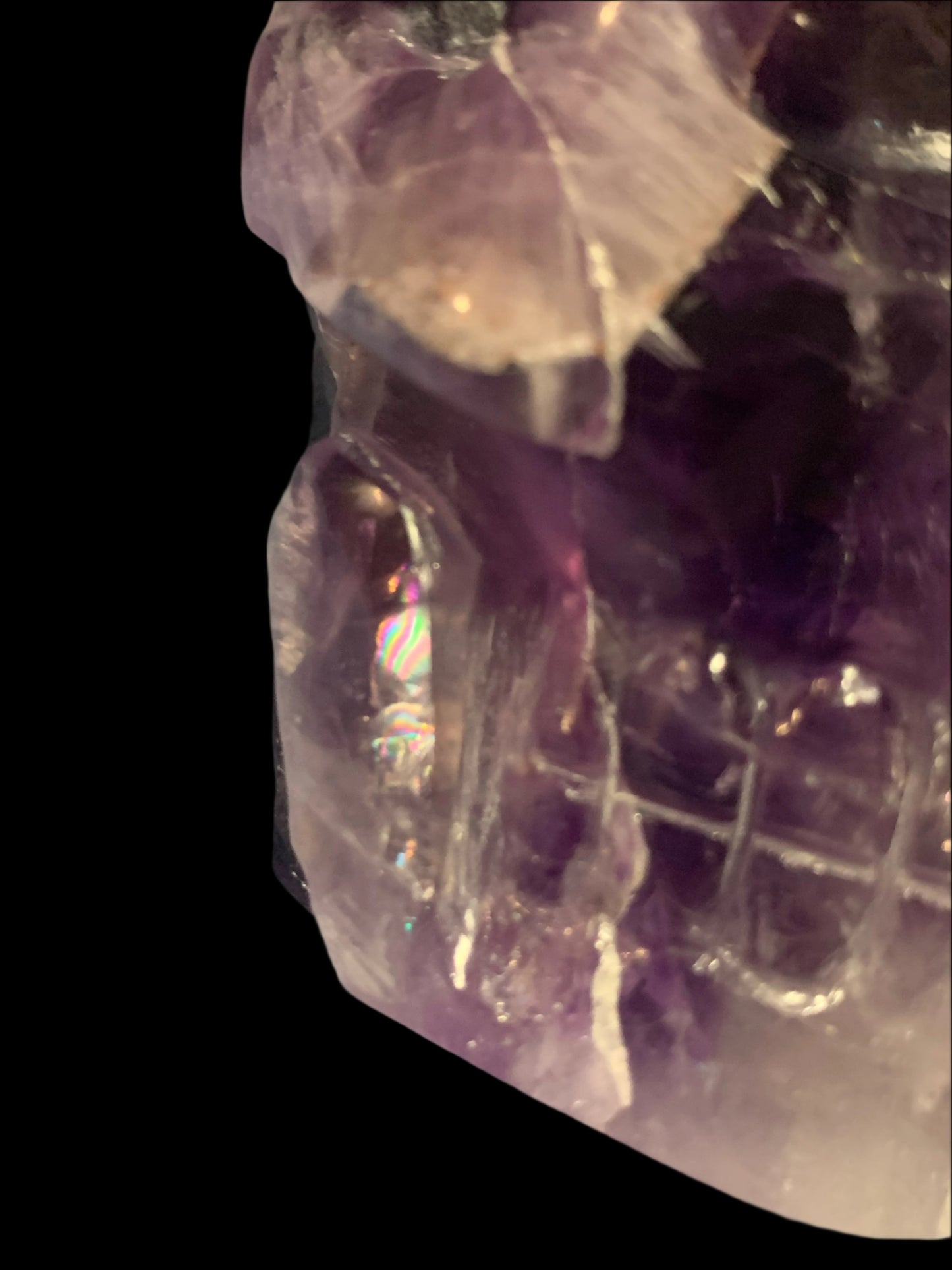 6.75" Alpine Amethyst Double Generator Skull w/ Rainbows