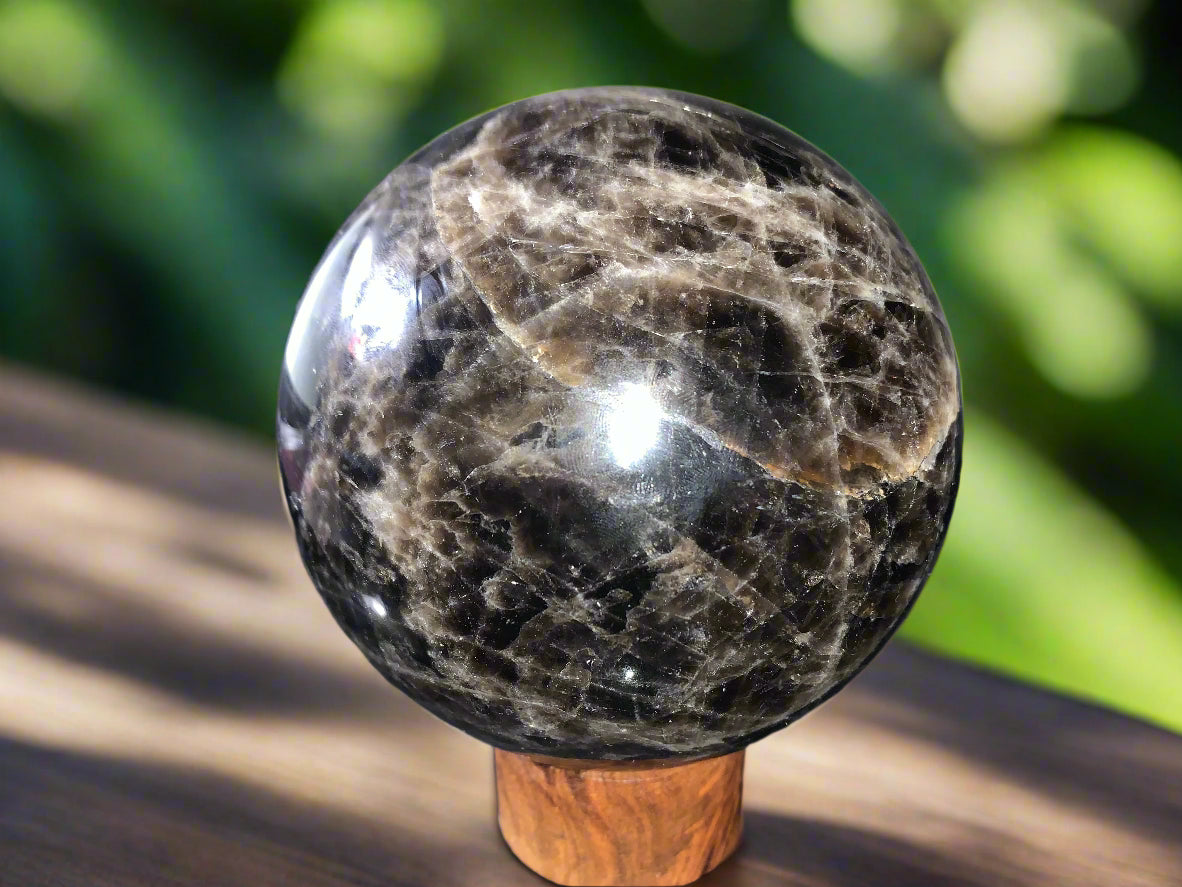 4.4" Morion Quartz Sphere w/ Rainbows
