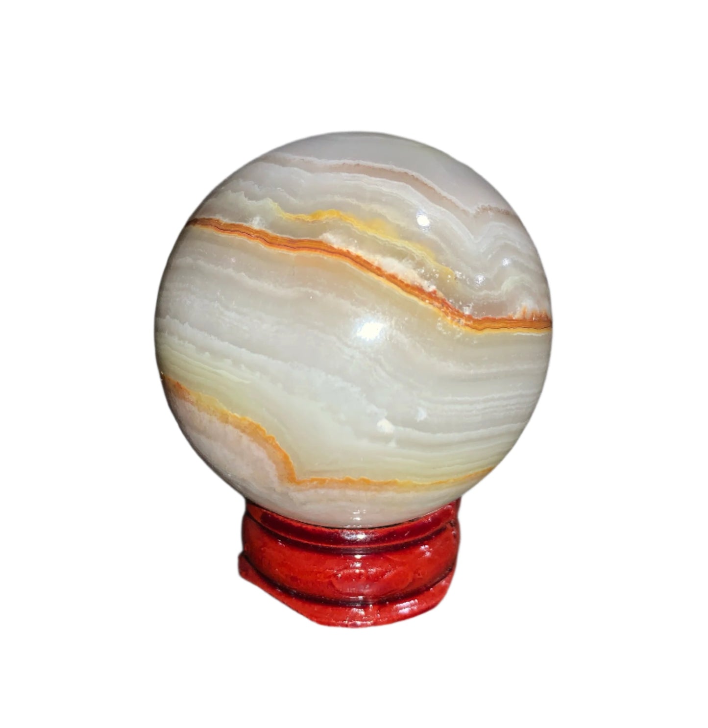 Esfera de calcita con bandas verdes