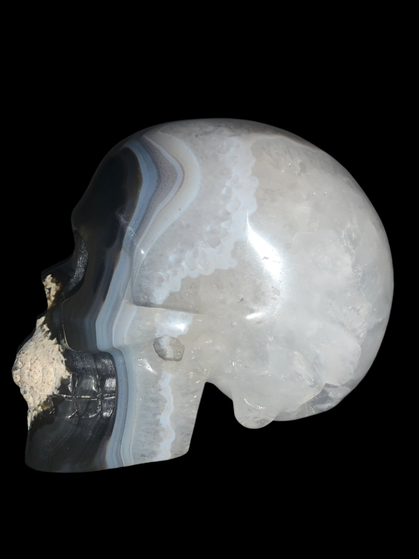 5.4" Agate, Quartz & Seraphinite Skull
