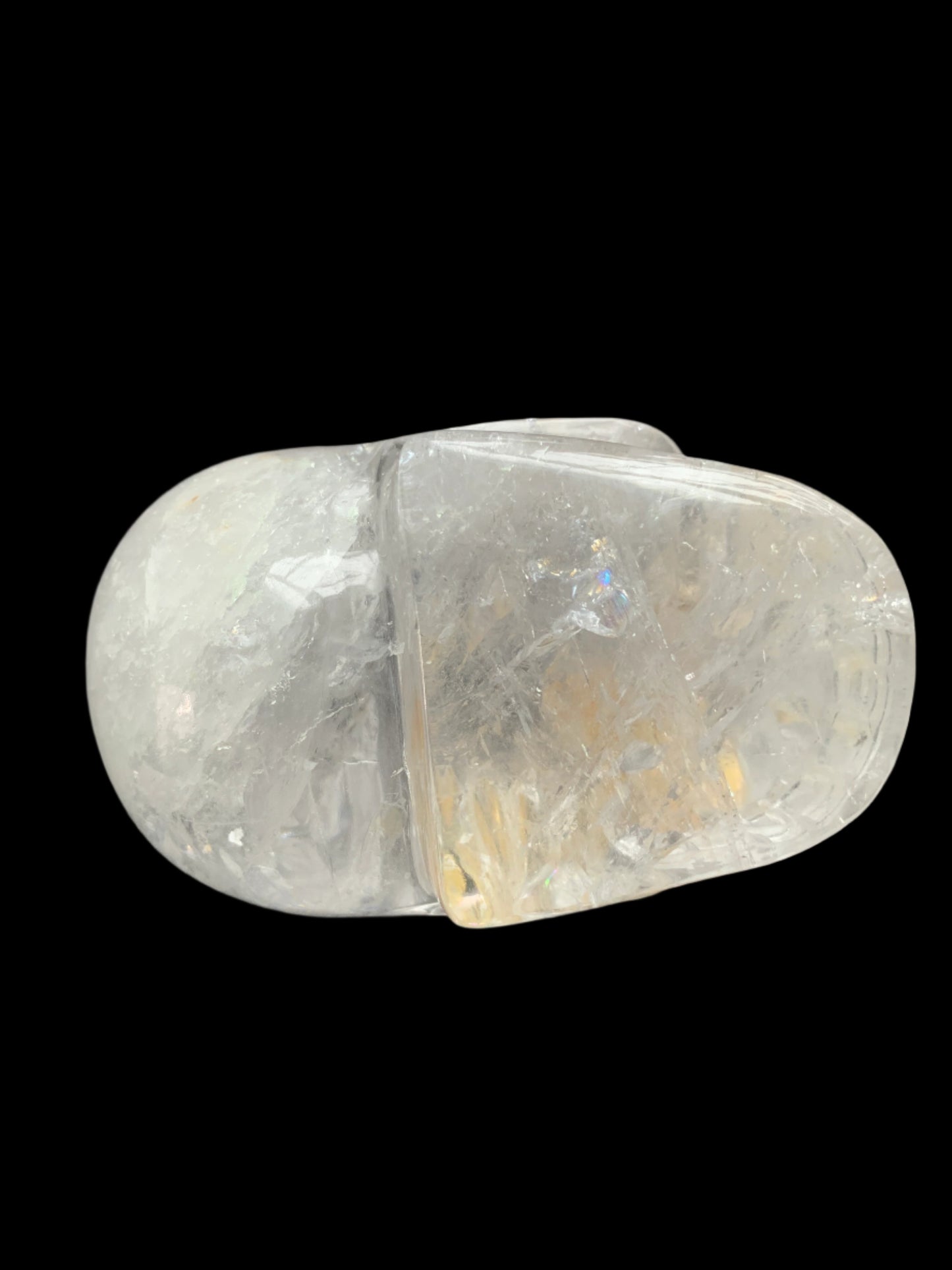 5" Himalayan Quartz Golden Healer Skull w/ Rainbows