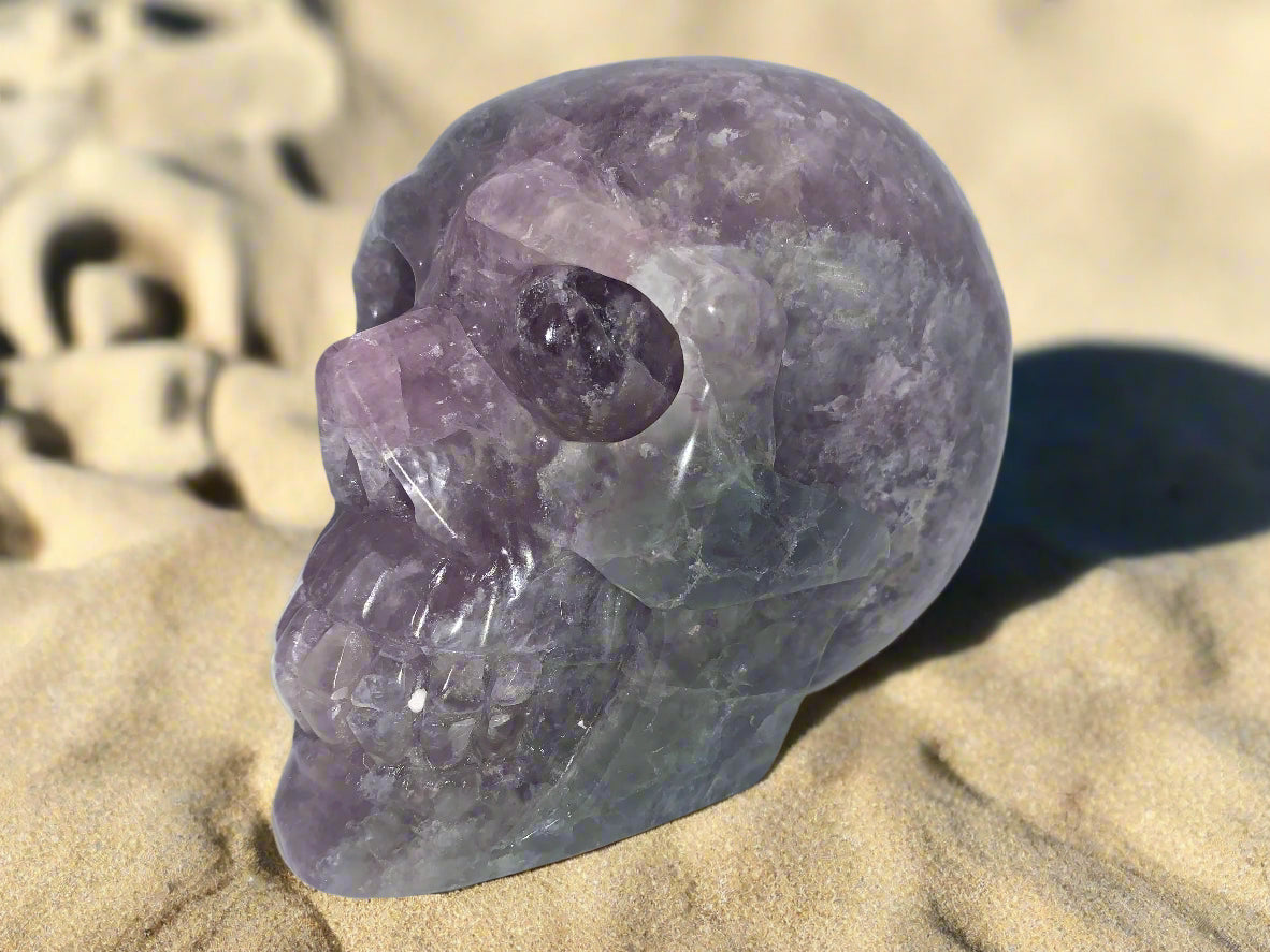 6" Rainbow Fluorite Skull w/ Rainbows