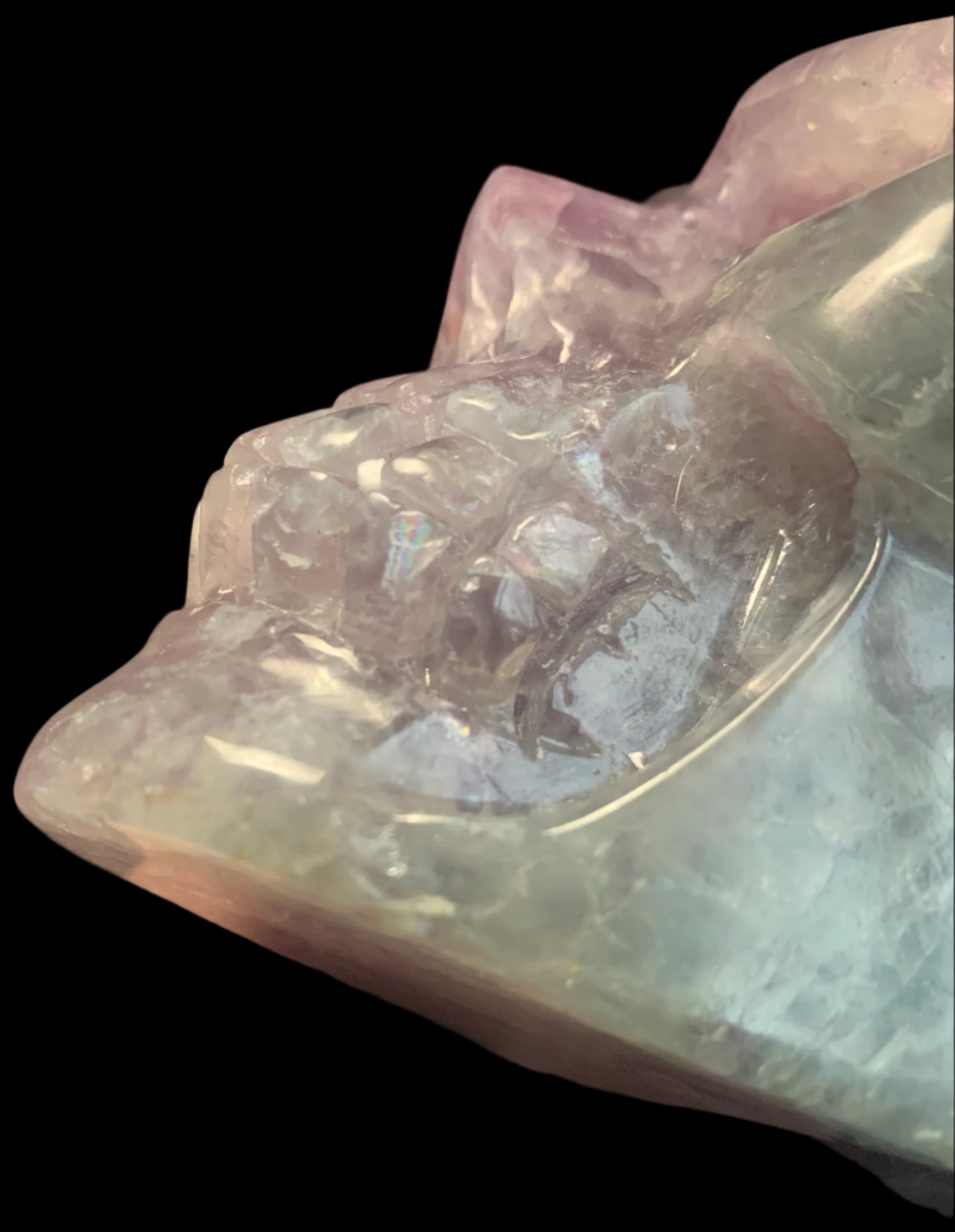 6" Rainbow Fluorite Skull w/ Rainbows