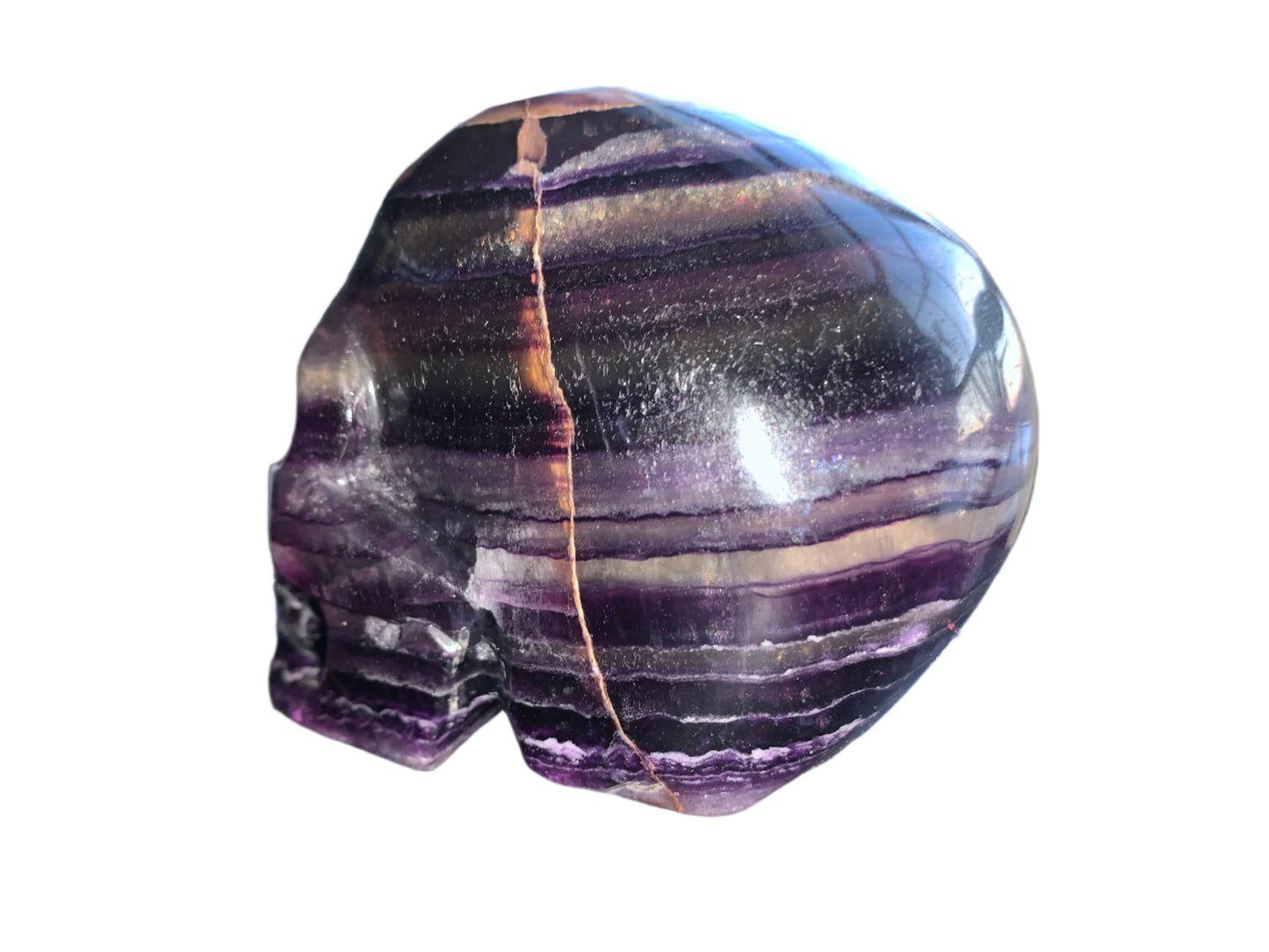 Cráneo de fluorita violeta de 4,7" con arcoíris