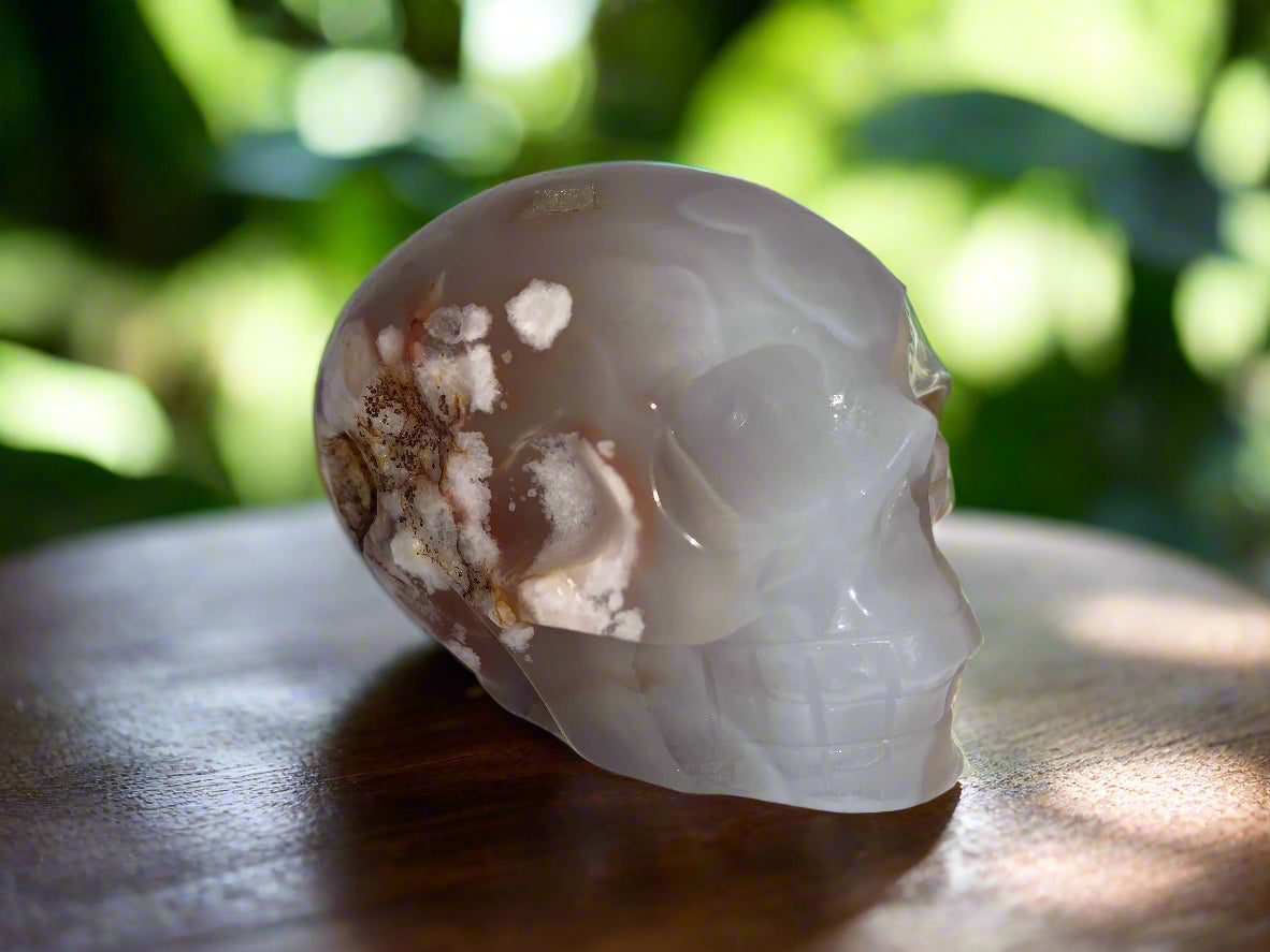 3.1" Flower Agate Skull