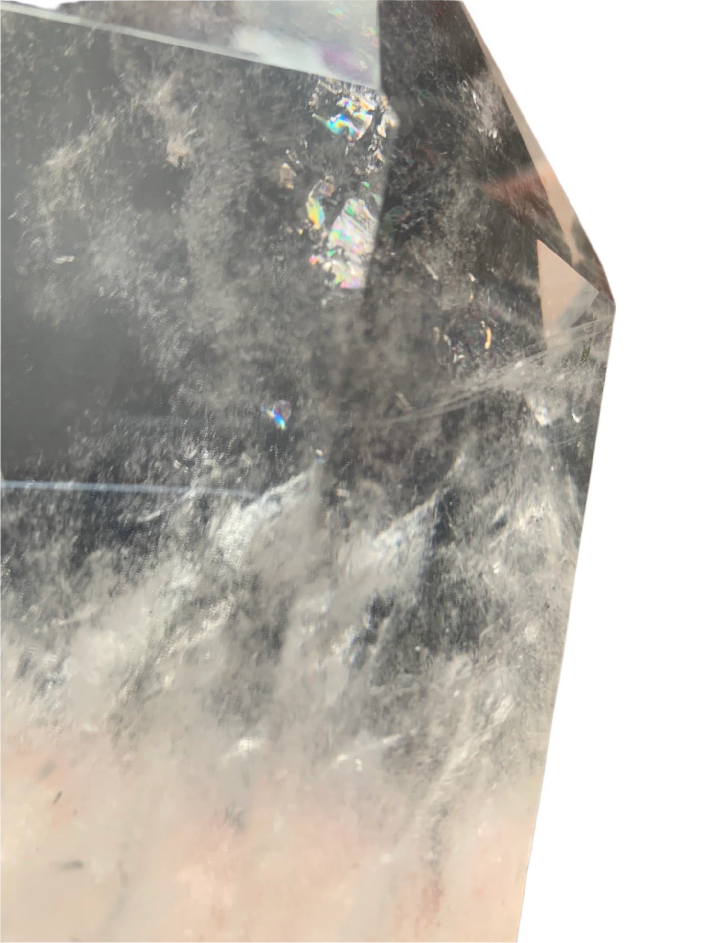 9lb Clear Quartz & Tourmaline Tower w/ Rainbows