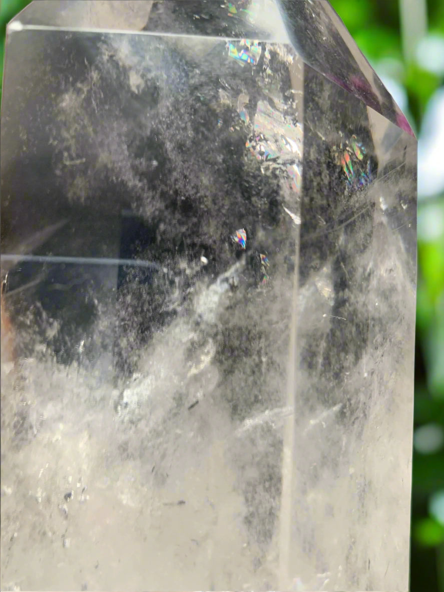 9lb Clear Quartz & Tourmaline Tower w/ Rainbows