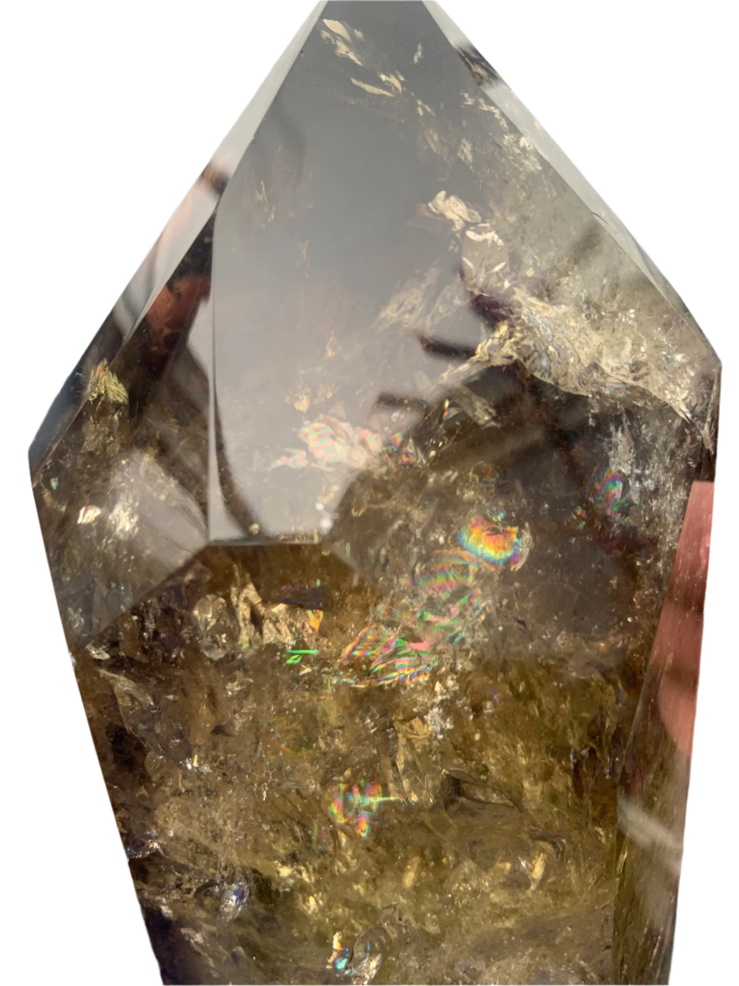 6.2" Smoky Citrine Channeler & Code Keeper Quartz Point w/ Rainbows