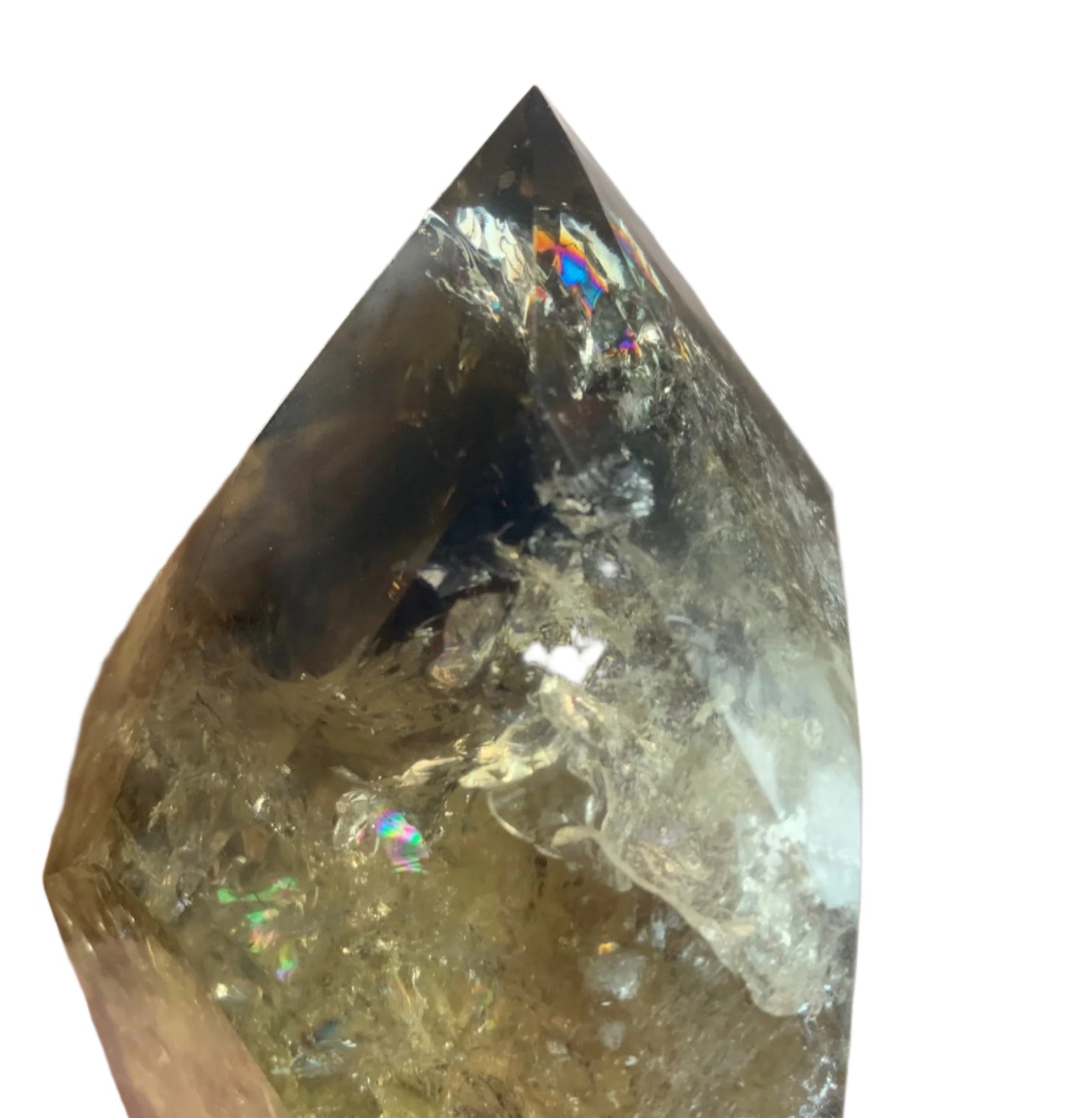 6.2" Smoky Citrine Channeler & Code Keeper Quartz Point w/ Rainbows