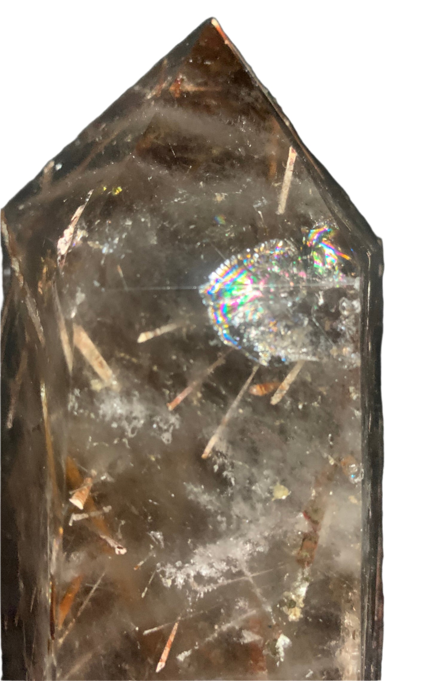 5.6" Rutilated Morion Quartz Point w/ Rainbows