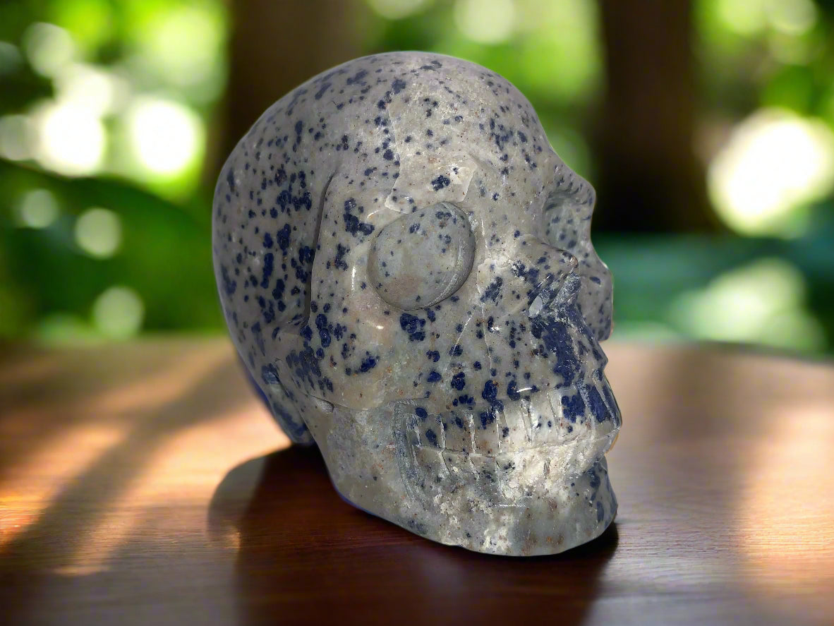 4.3" Raindrop Azurite / K2 Granite Skull