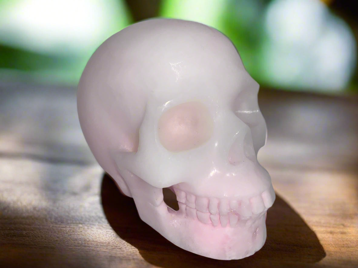 5.3" Rare Pink Aragonite Skull