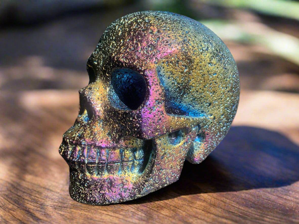 7.25" Rainbow Aura Lava Stone
