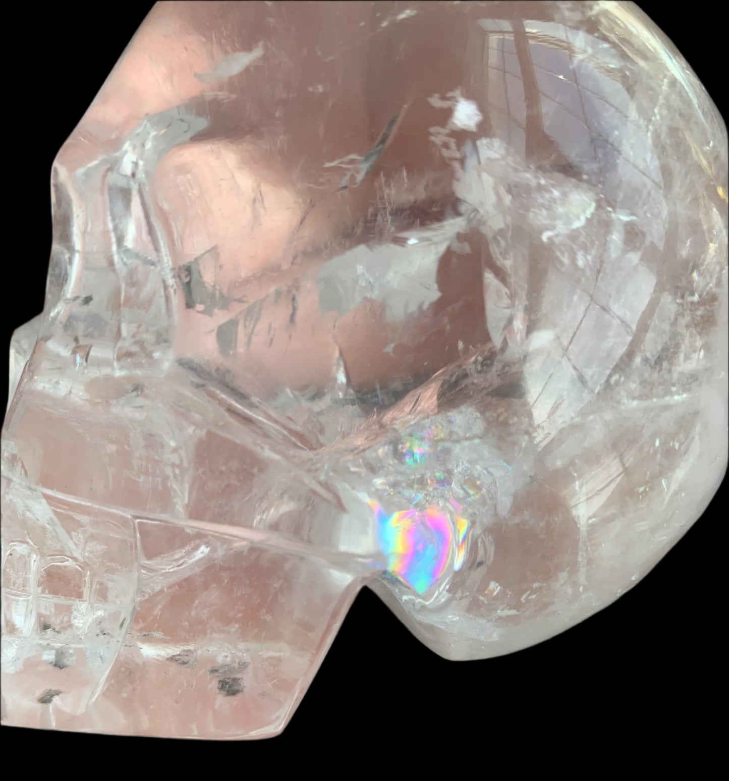 Cráneo de cuarzo del Himalaya de 4,6" con arcoíris