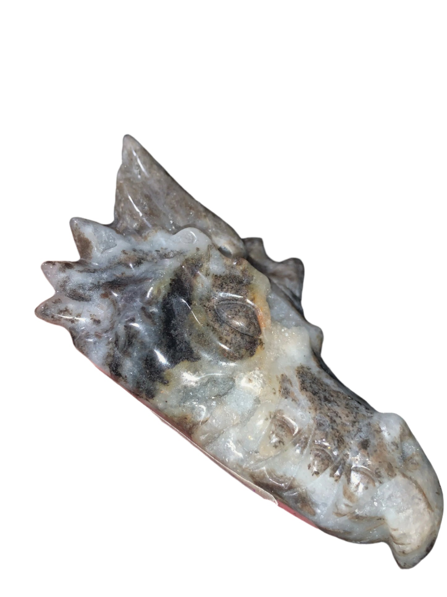 Dragón de esfalrita de 4,4" con geodas