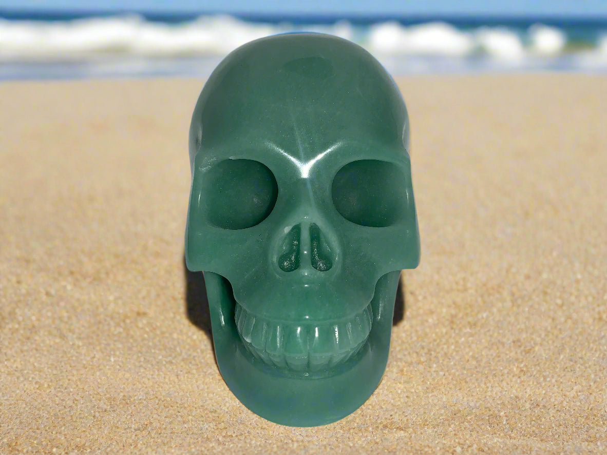 5.3" Green Aventurine Skull