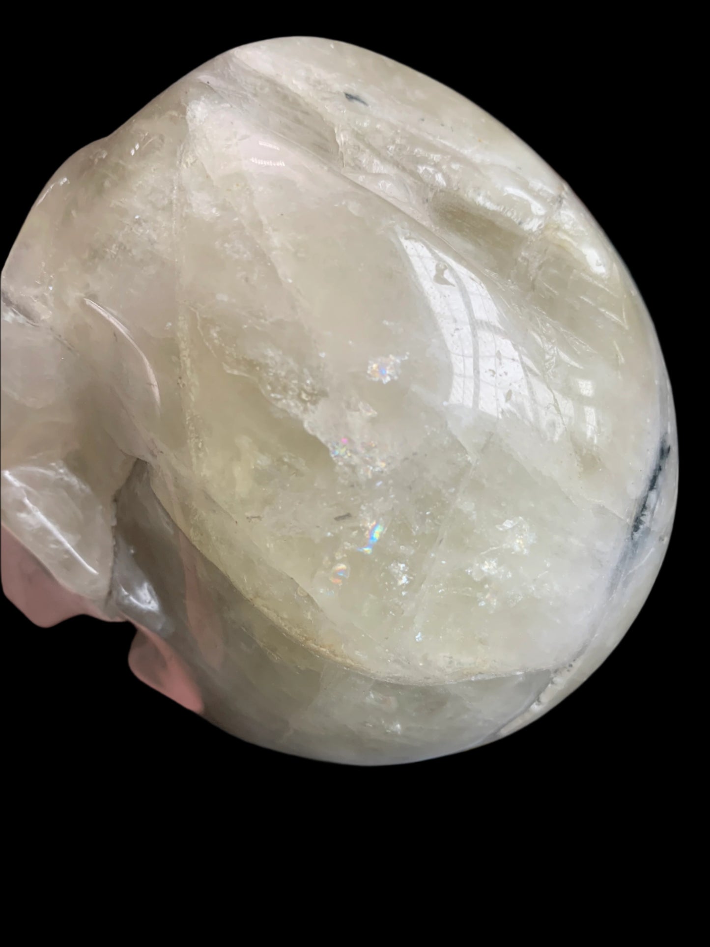 5.4" Citrine & Tourmaline Skull w/ Rainbows