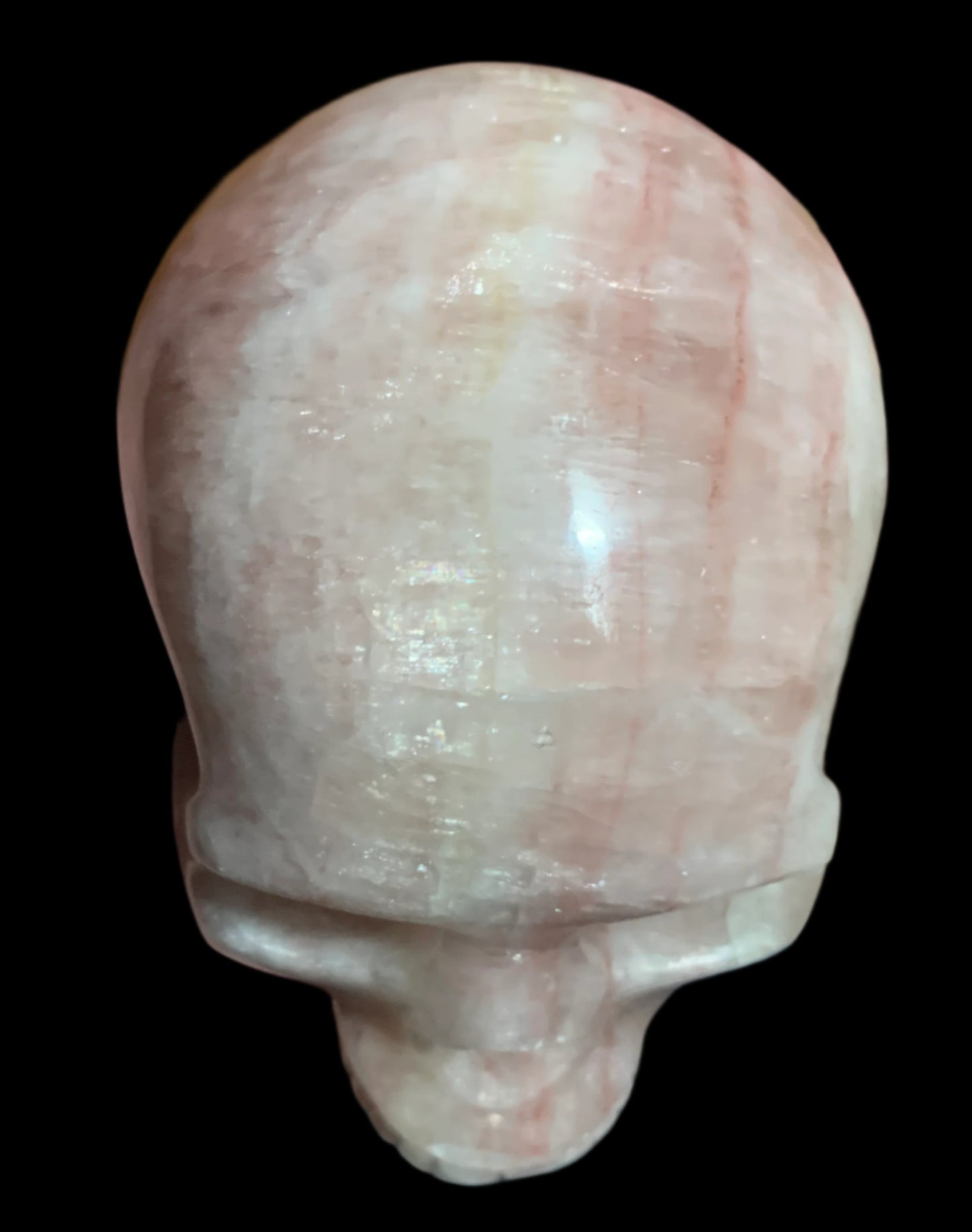 5.3" Pink Calcite Skull w/ Rainbows
