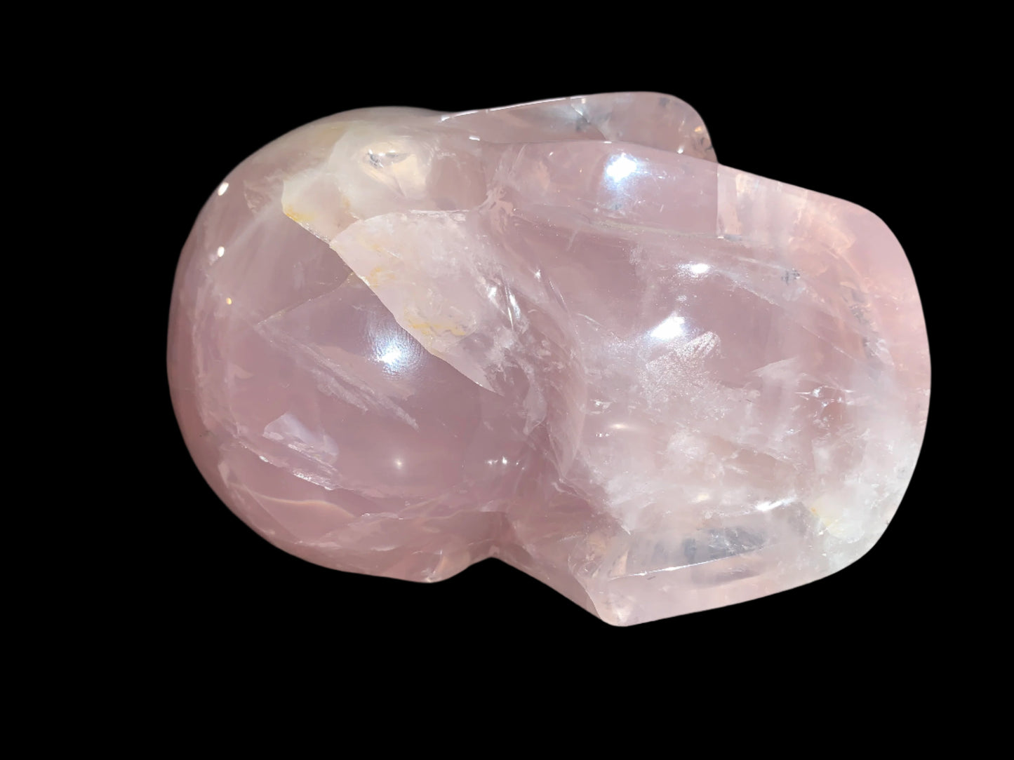 5.3" Self Healed Rose Quartz Skull w/ Rainbows