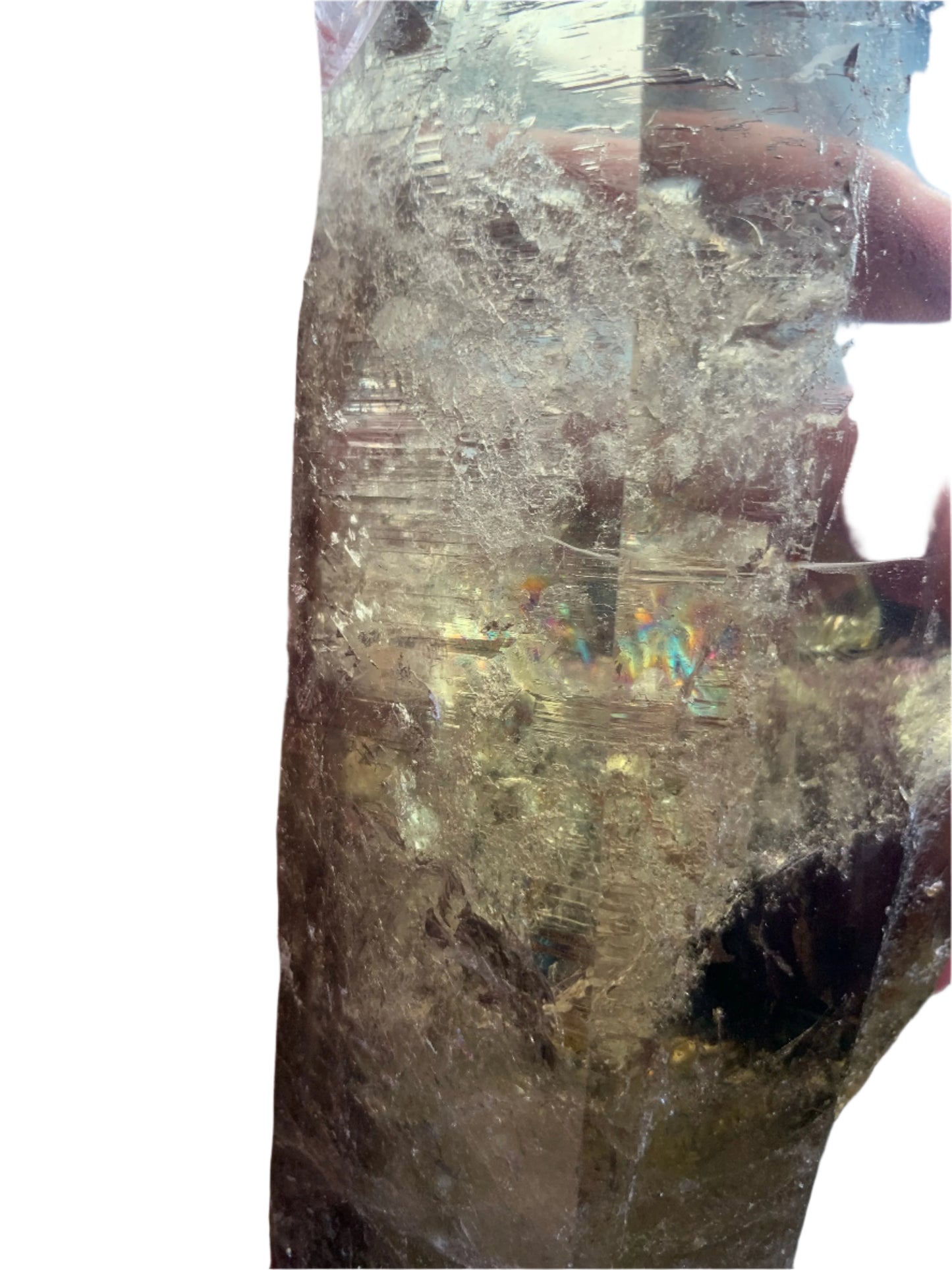 8.125" Smoky Citrine Time Keeper Generator Obelisk w/ LOTS OF RAINBOWS