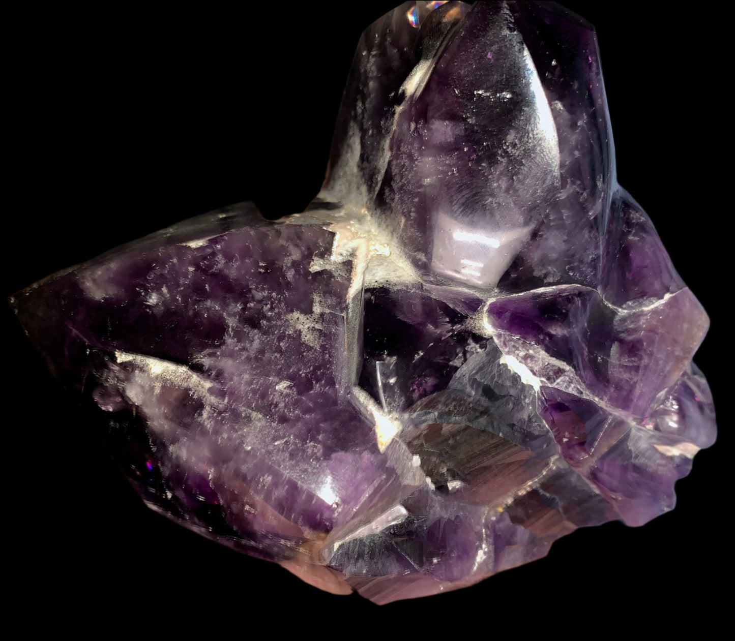 6.75" Alpine Amethyst Double Generator Skull w/ Rainbows