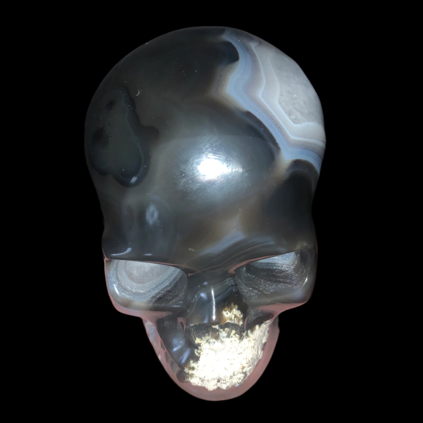 5.4" Agate, Quartz & Seraphinite Skull