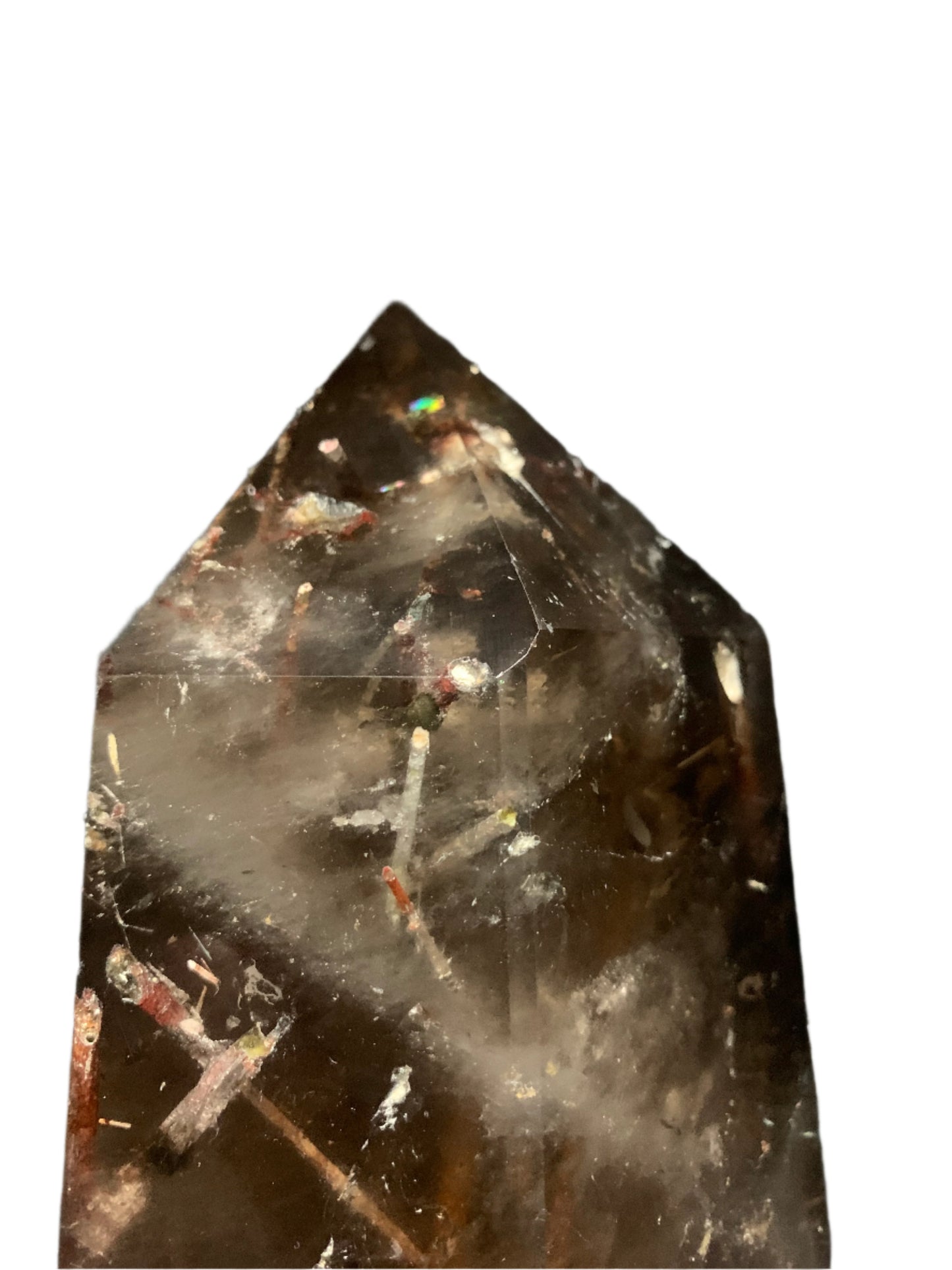 5.6" Rutilated Morion Quartz Point w/ Rainbows