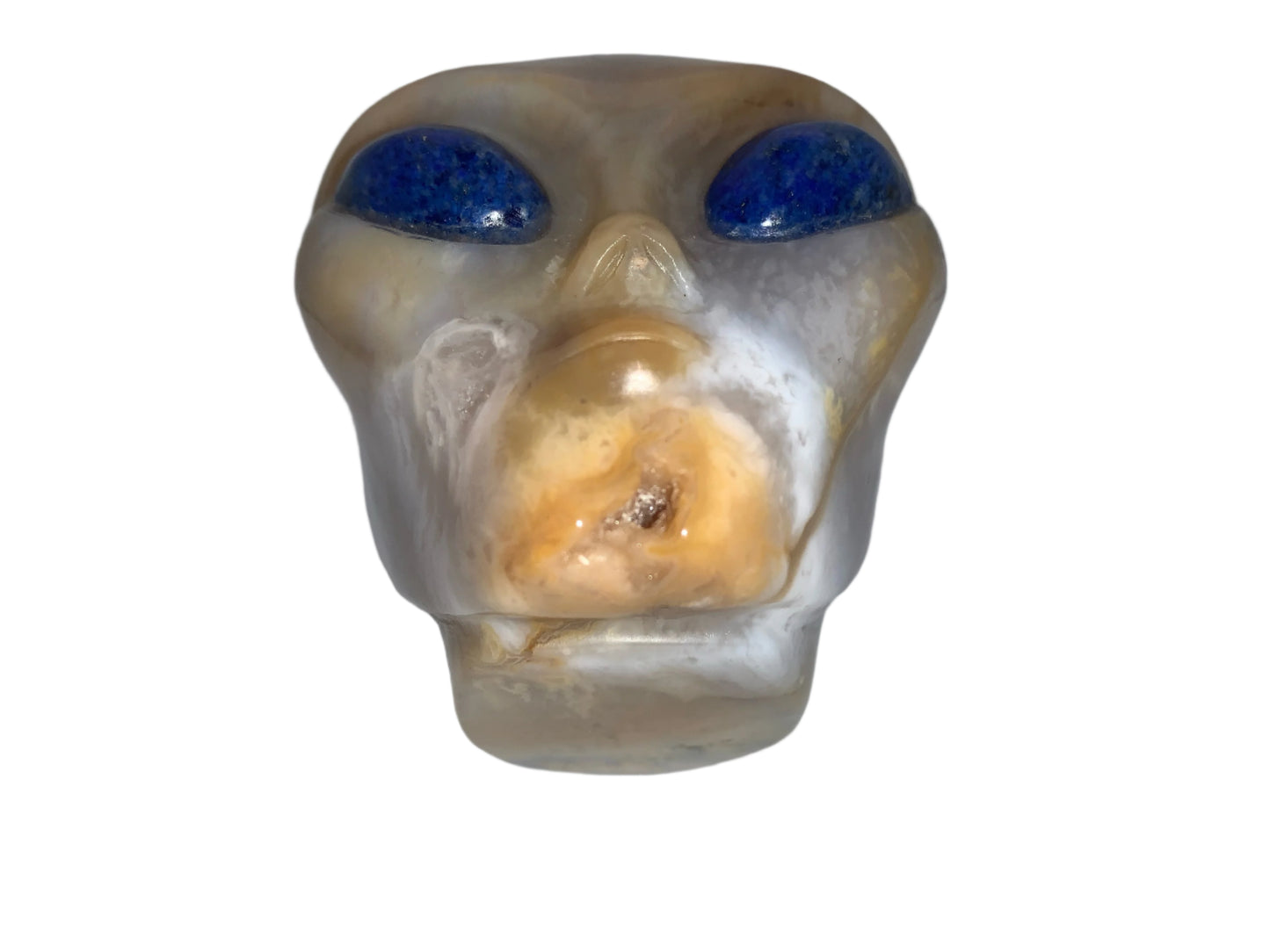 4.1" Carnelian Dendritic Agate Star Being w/ Lapis Lazuli Eyes