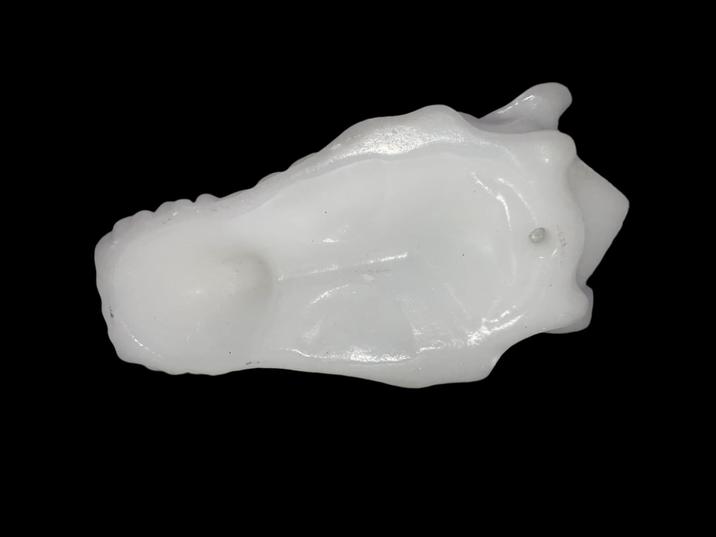 Cráneo de dragón de jade blanco de 5,5" con ojos de labradorita