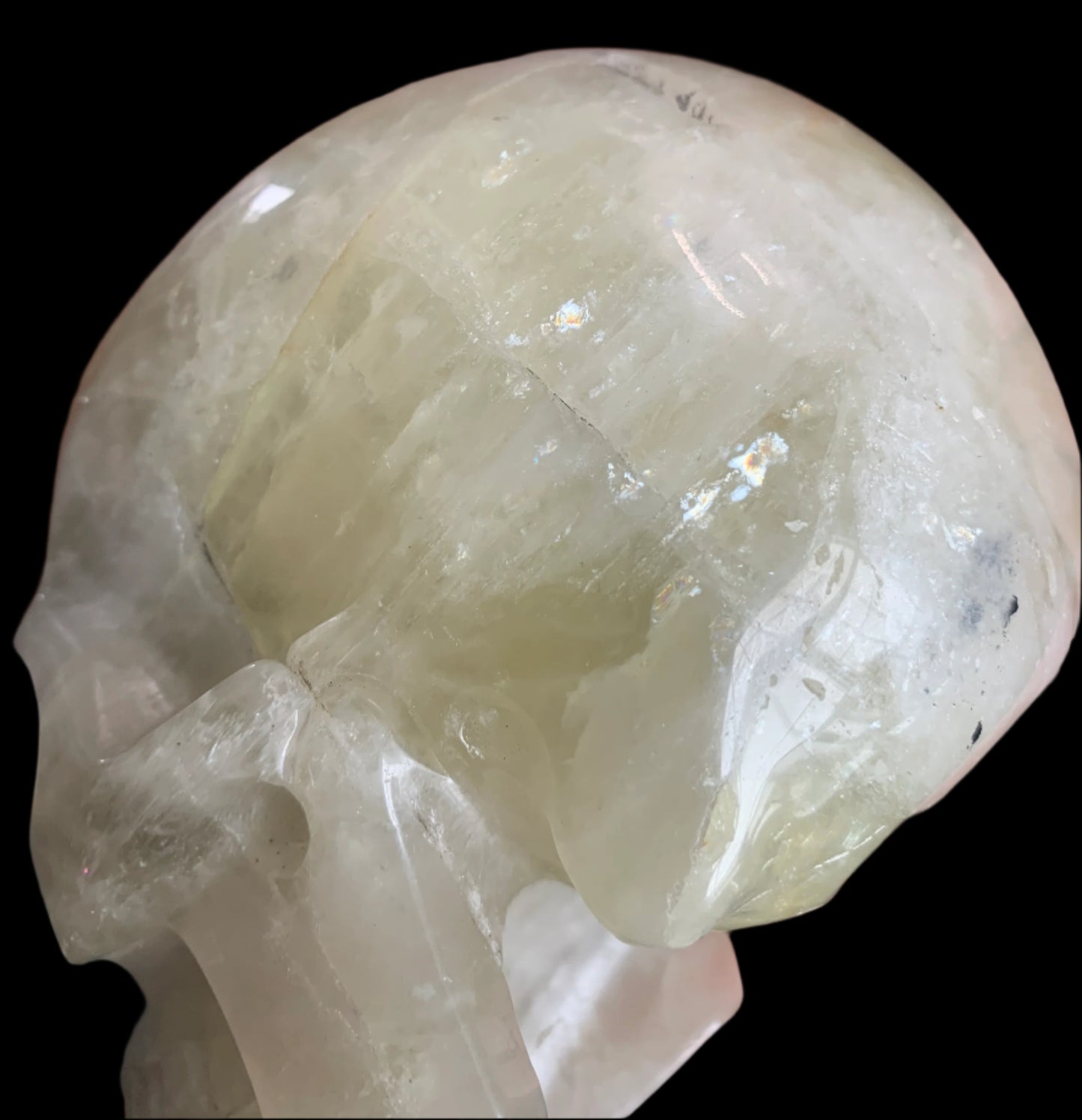 5.4" Citrine & Tourmaline Skull w/ Rainbows