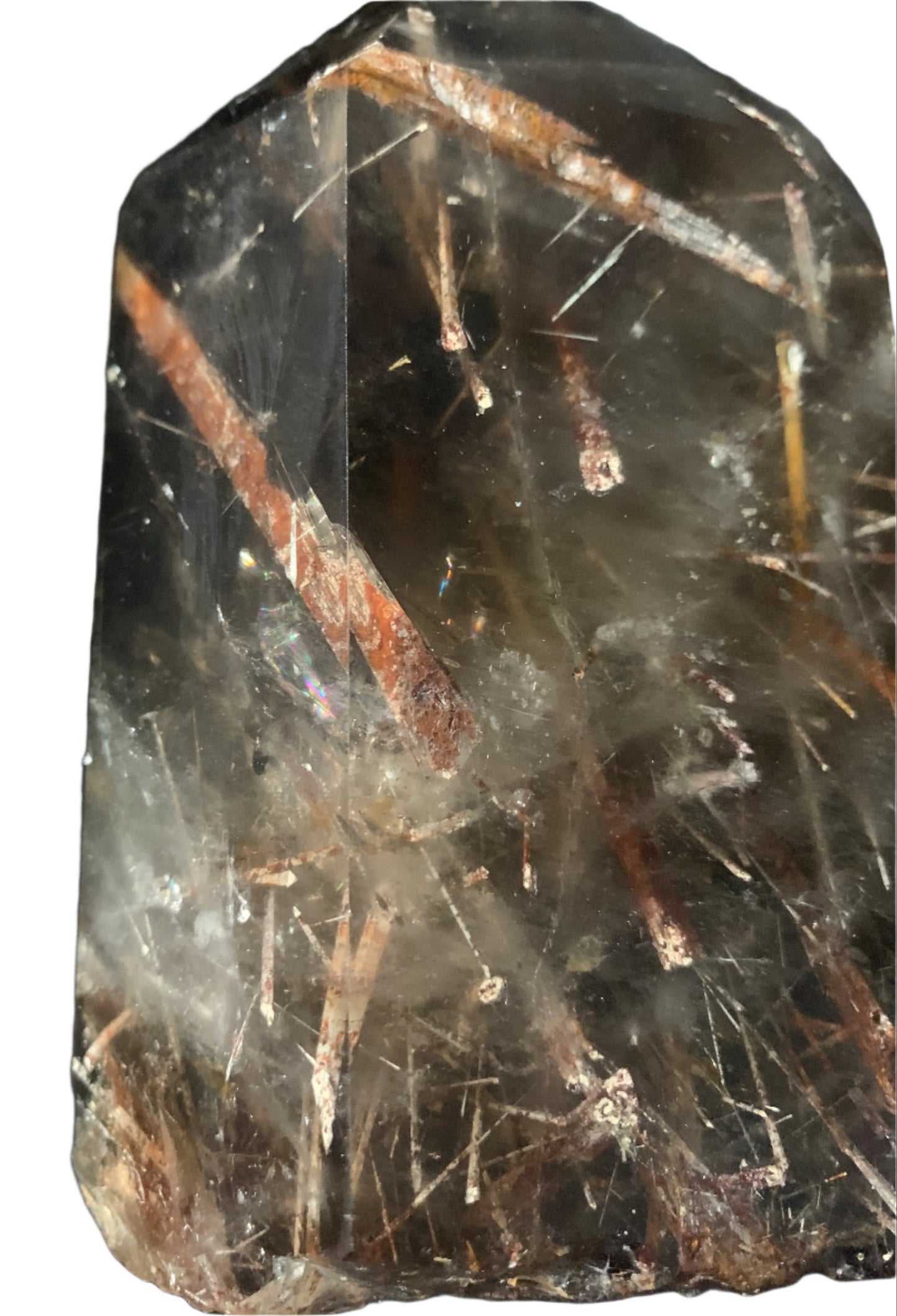 5.6" Rutilated Morion Quartz Point w/ Rainbows
