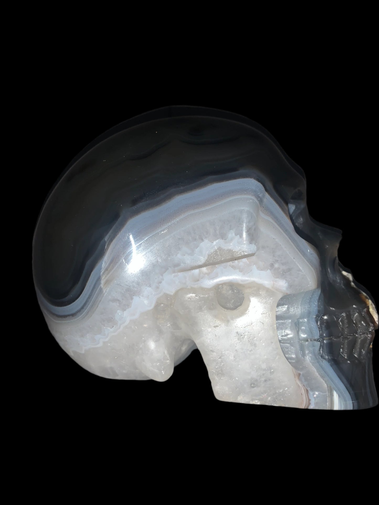 5.4" Agate, Quartz & Seraphinite Skull