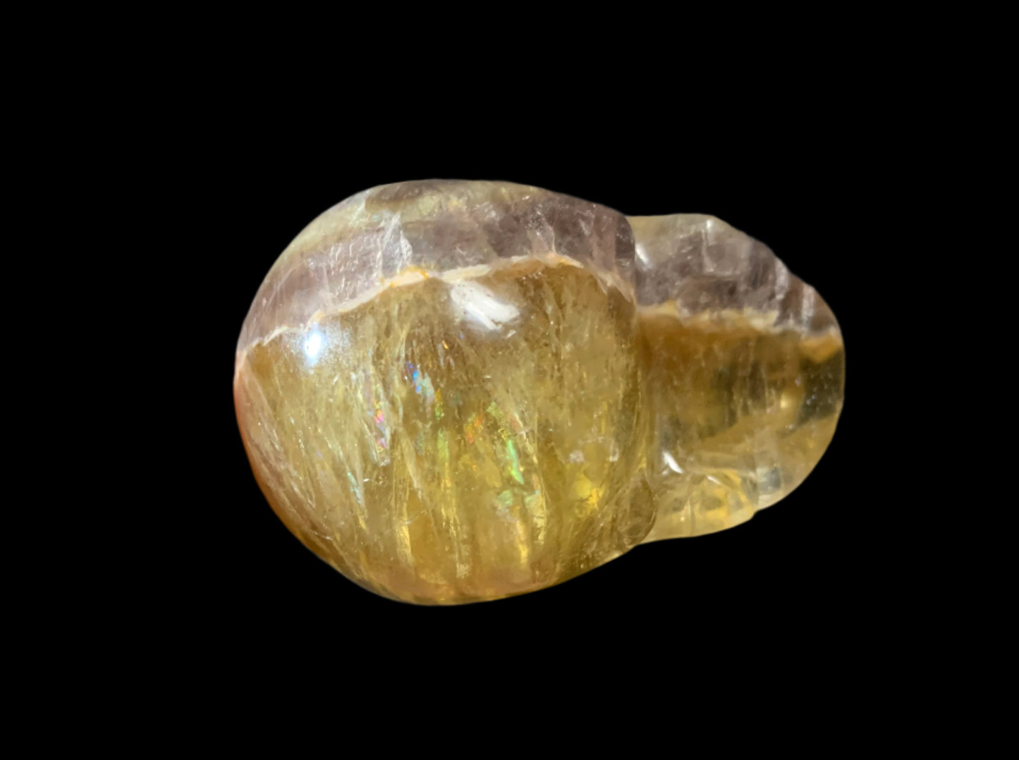 2.2" Golden Fluorite Skull w/ Rainbows