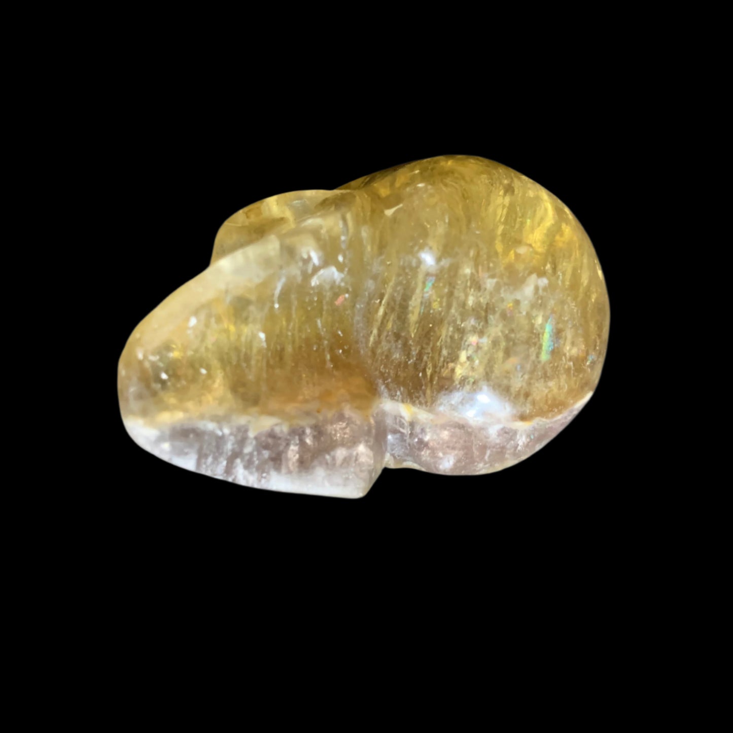 2.2" Golden Fluorite Skull w/ Rainbows