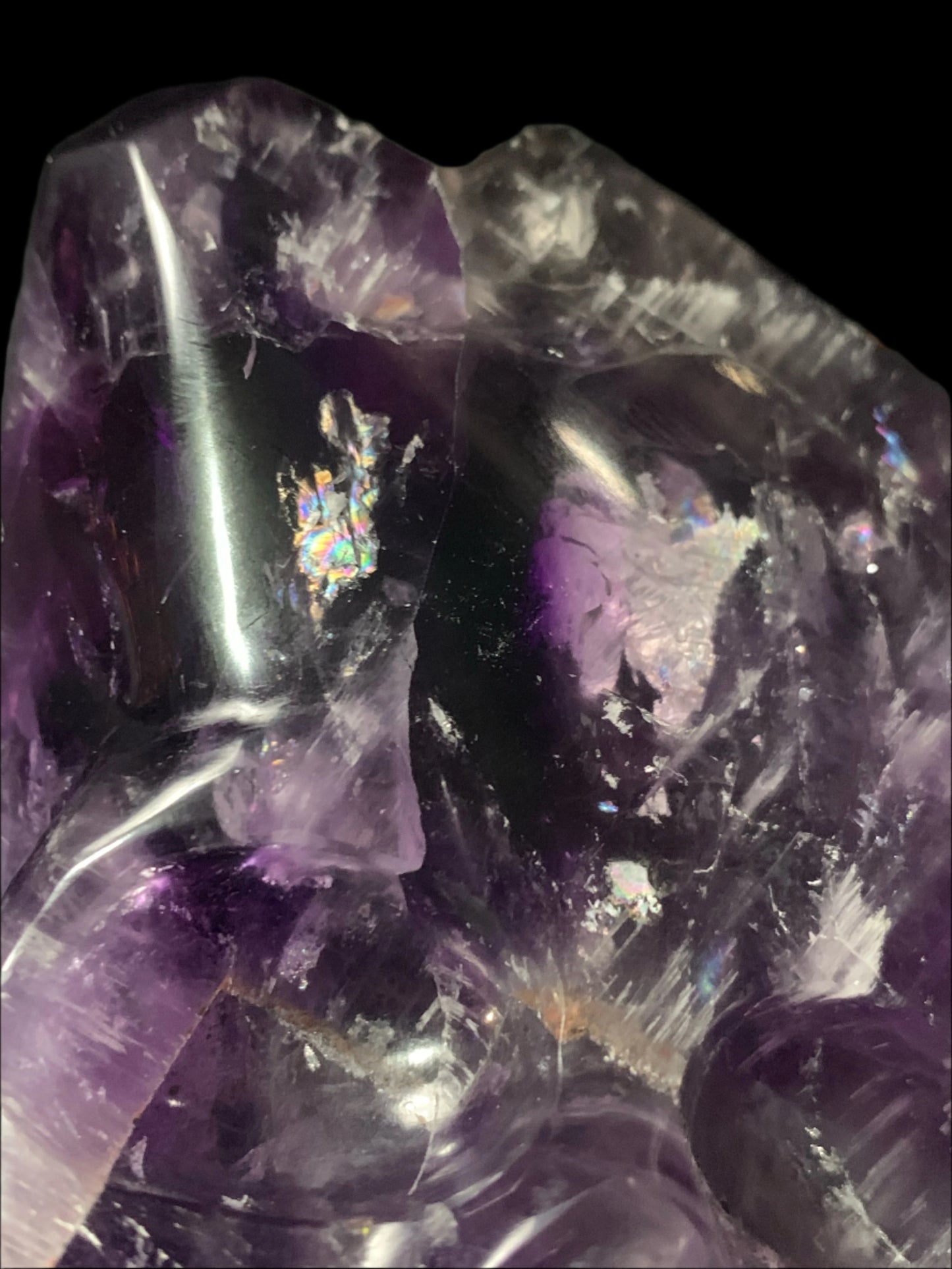 6.75" Alpine Amethyst Double Generator Skull w/ Rainbows