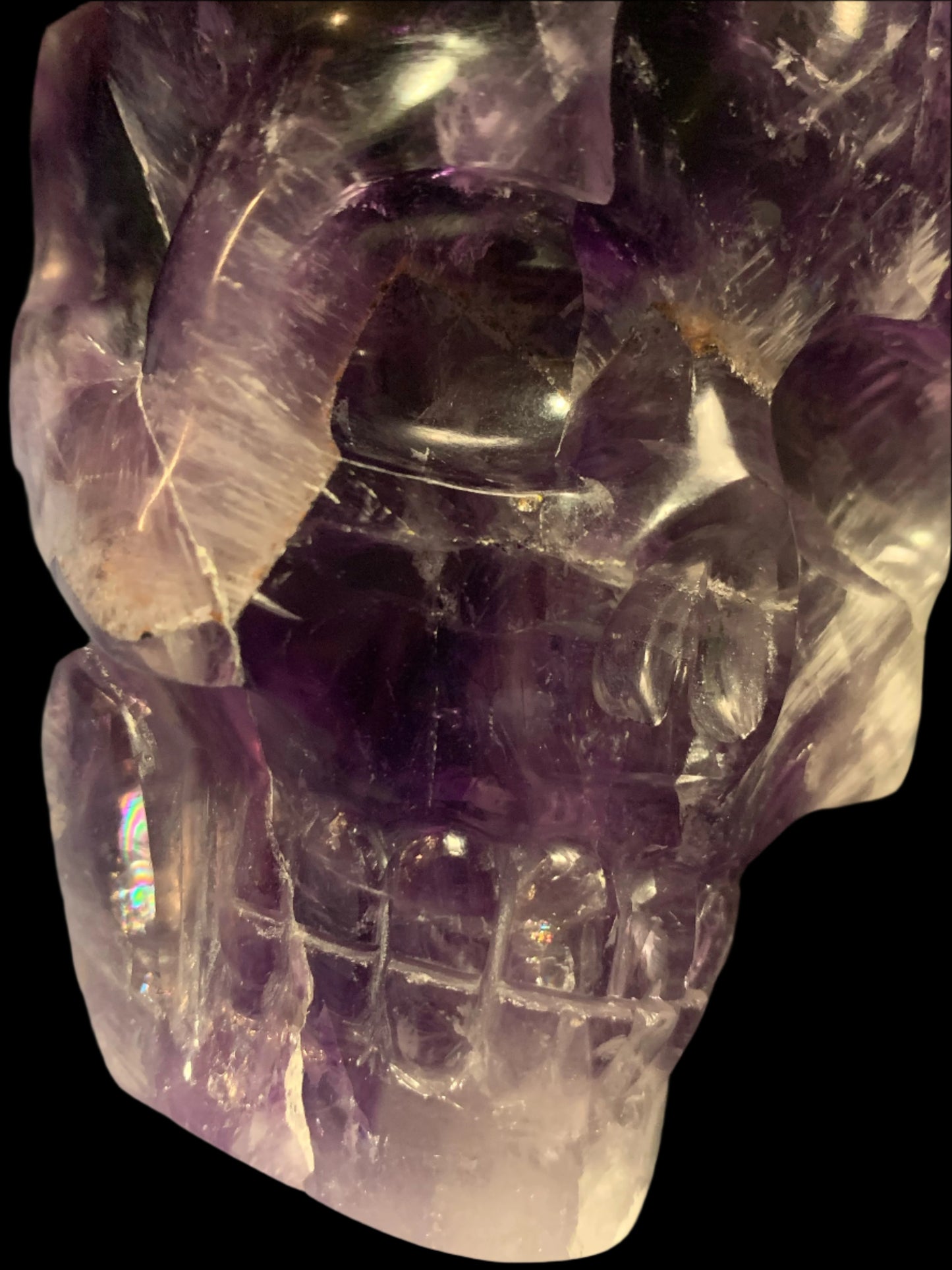 6.75" Alpine Amethyst Double Generator Skull w/ Rainbows
