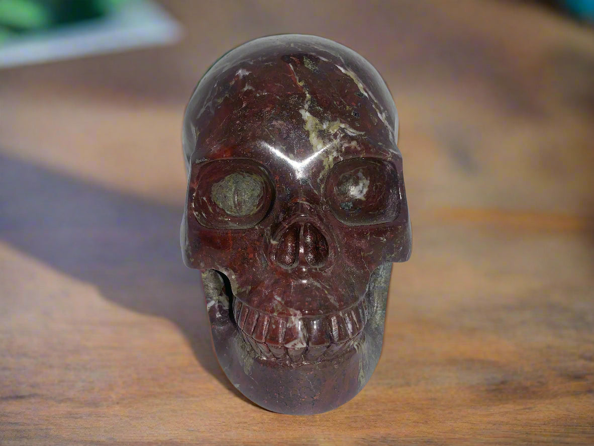5.3" Dragon Blood Jasper Skull