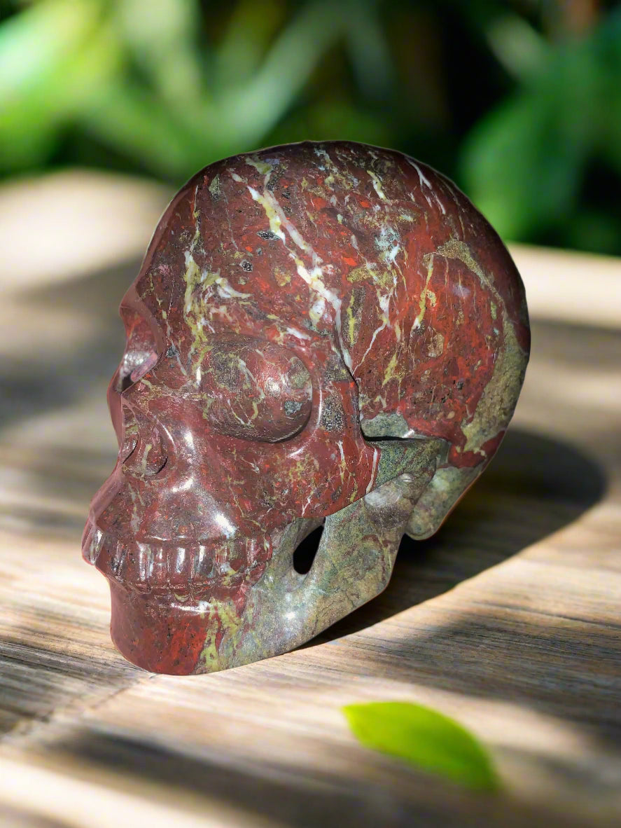 5.3" Dragon Blood Jasper Skull